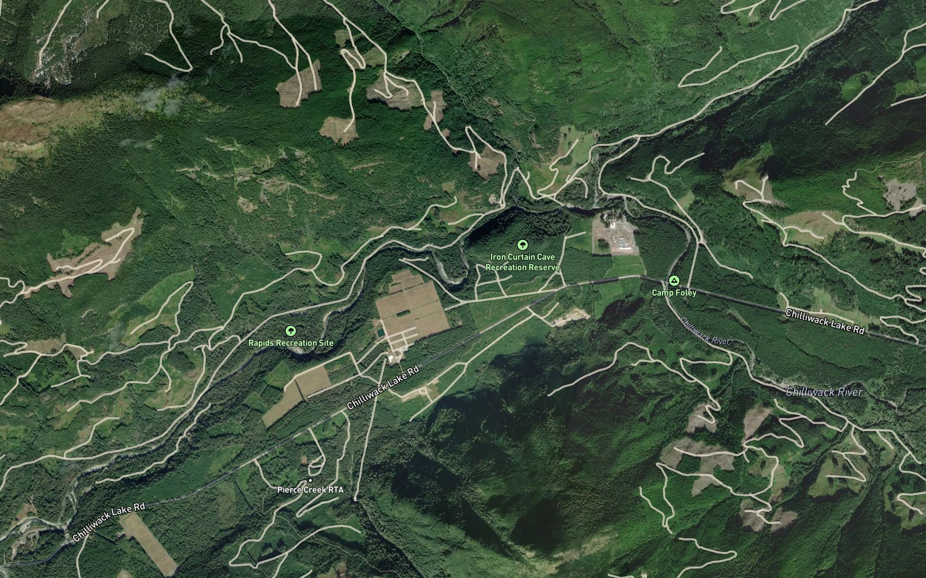 Satellite map of the Chipmunk Creek