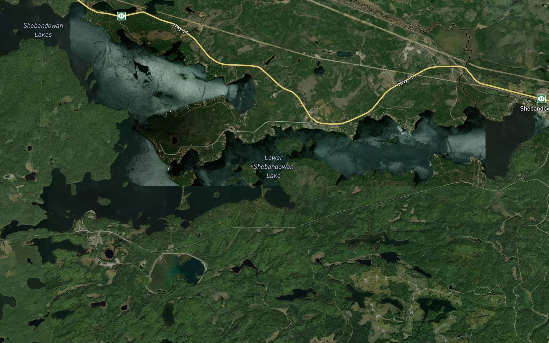 Satellite map of the Lower Shebandowan Lake