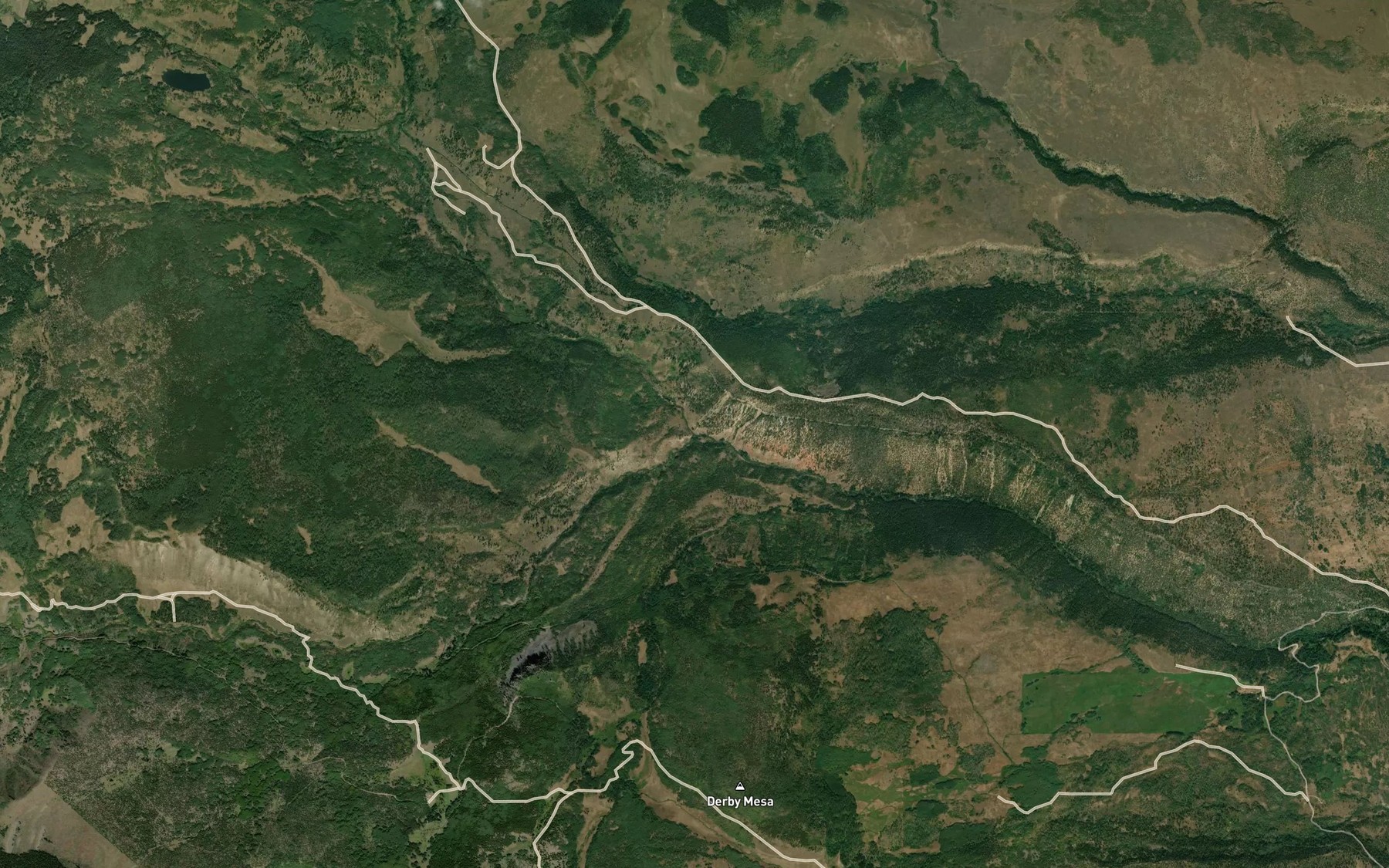 Satellite map of the South Fork Derby Creek