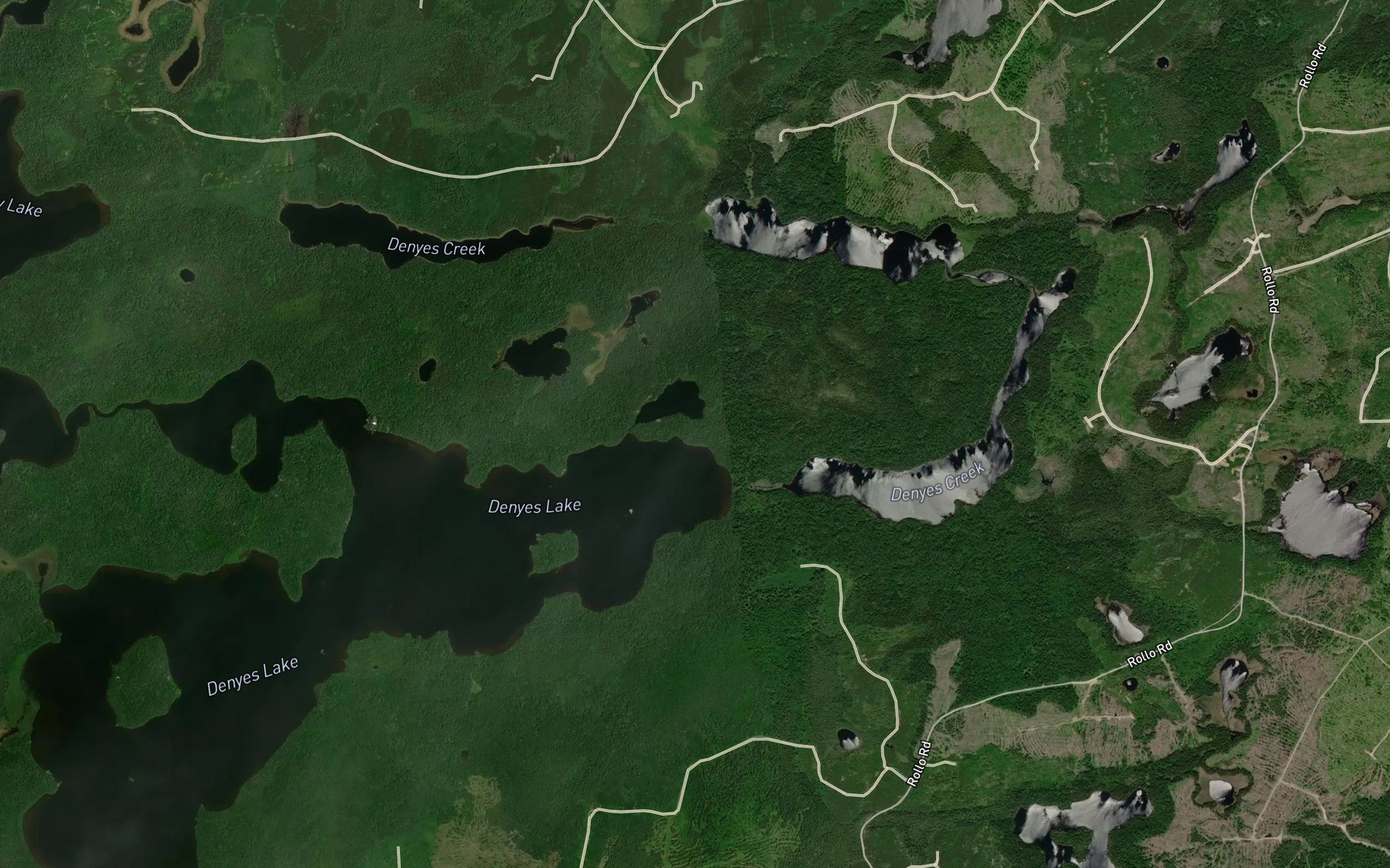 Satellite map of the Denyes Creek