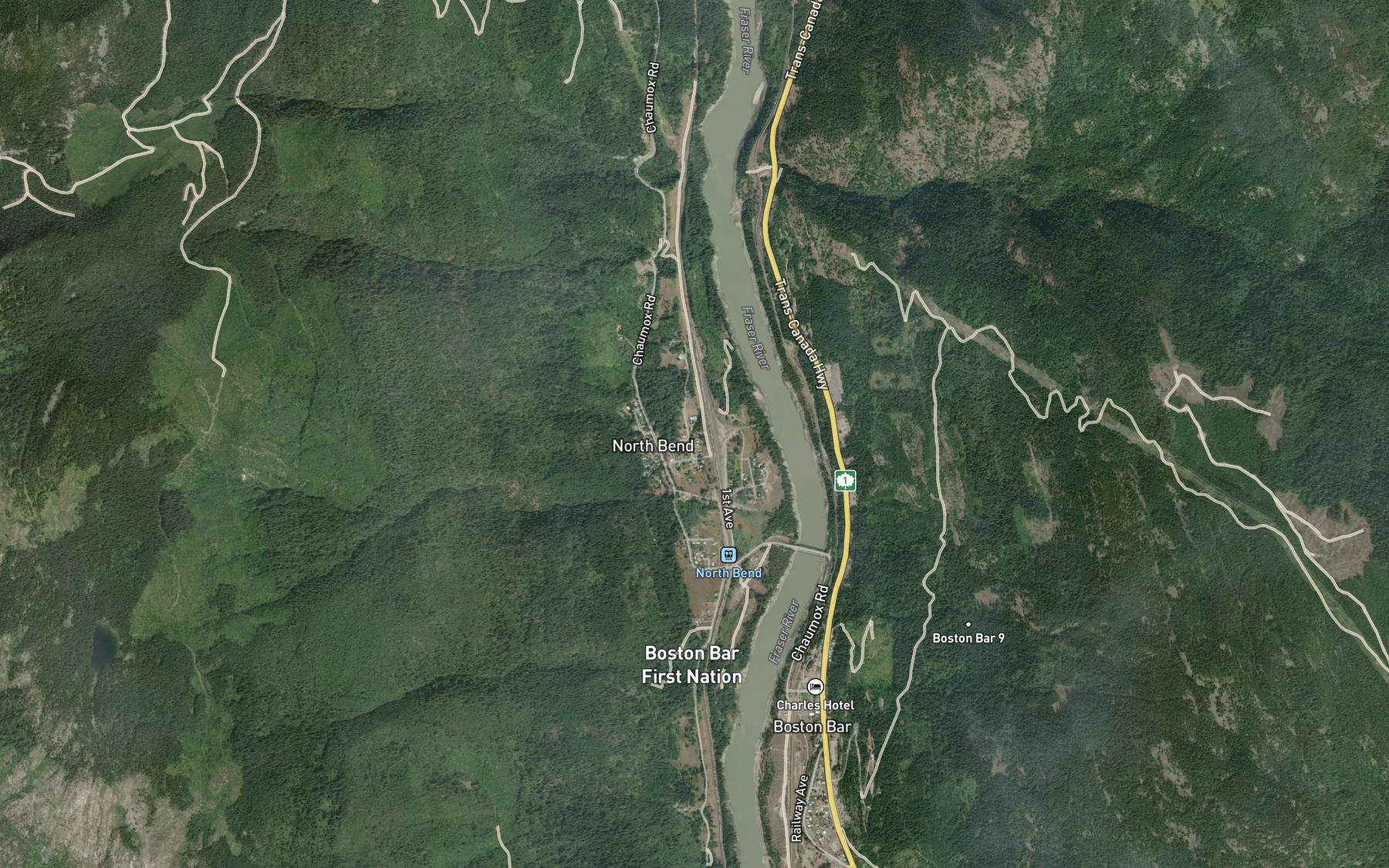Satellite map of the Hallecks Creek