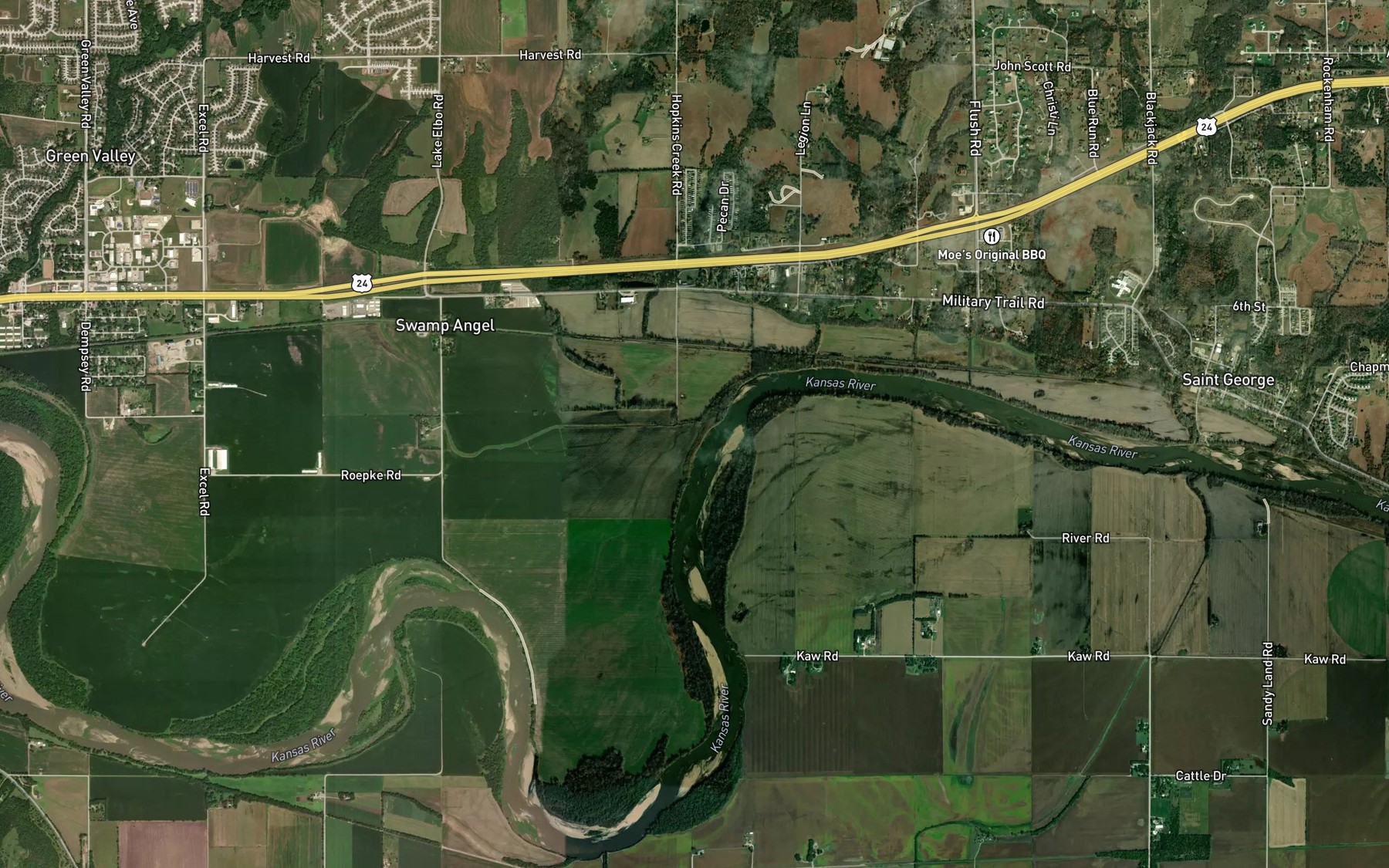Satellite map of the Sand Creek