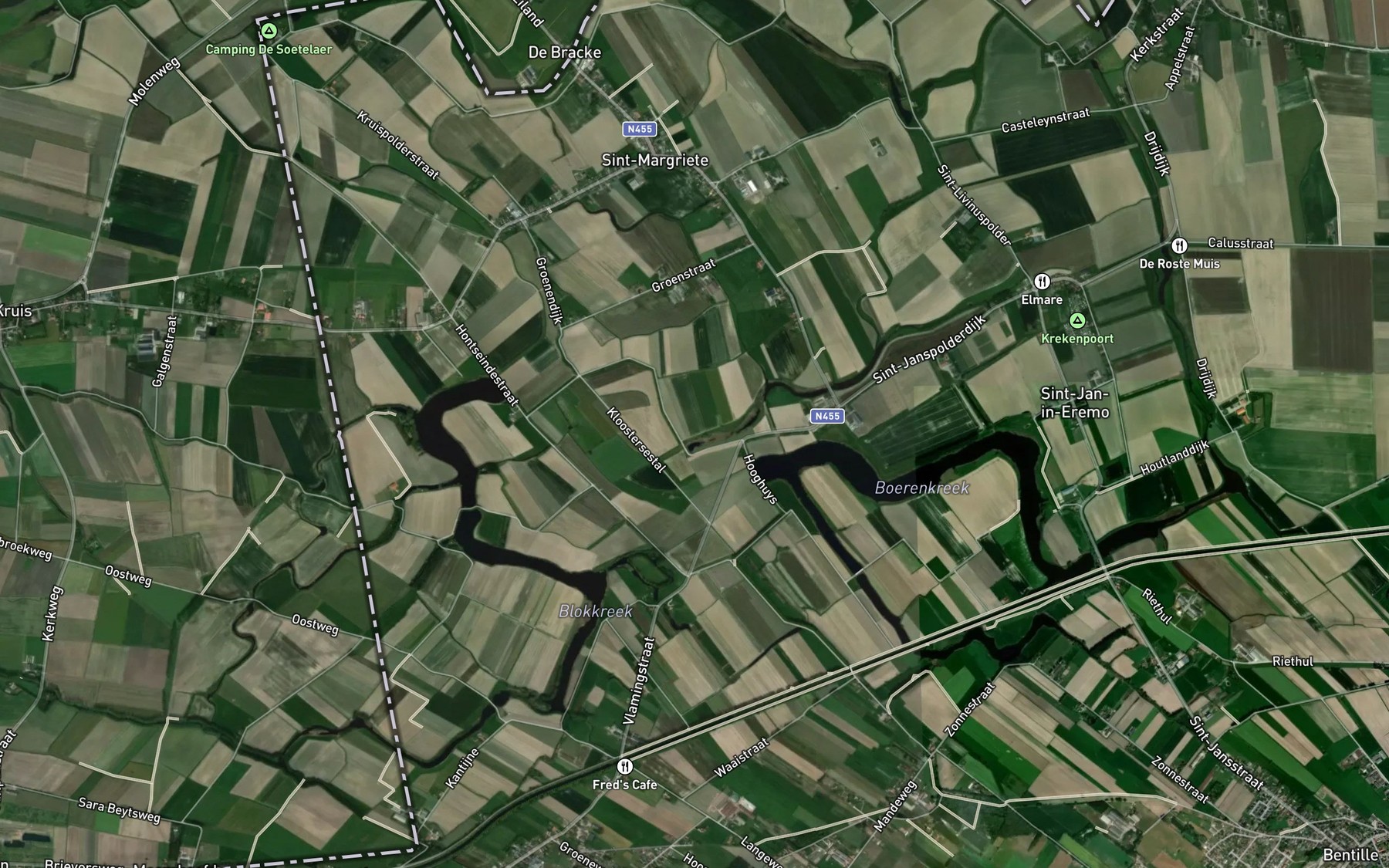 Satellite map of the Roeselare Kreek