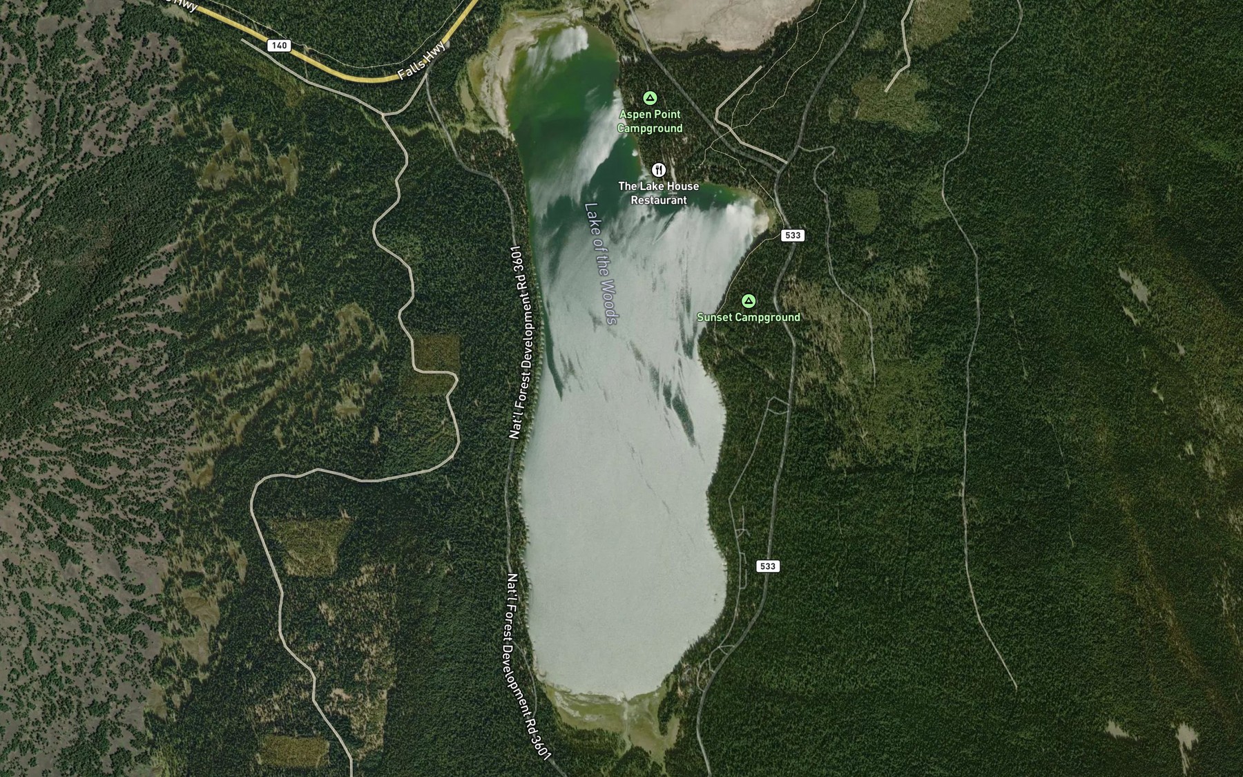 Satellite map of the Lake of the Woods