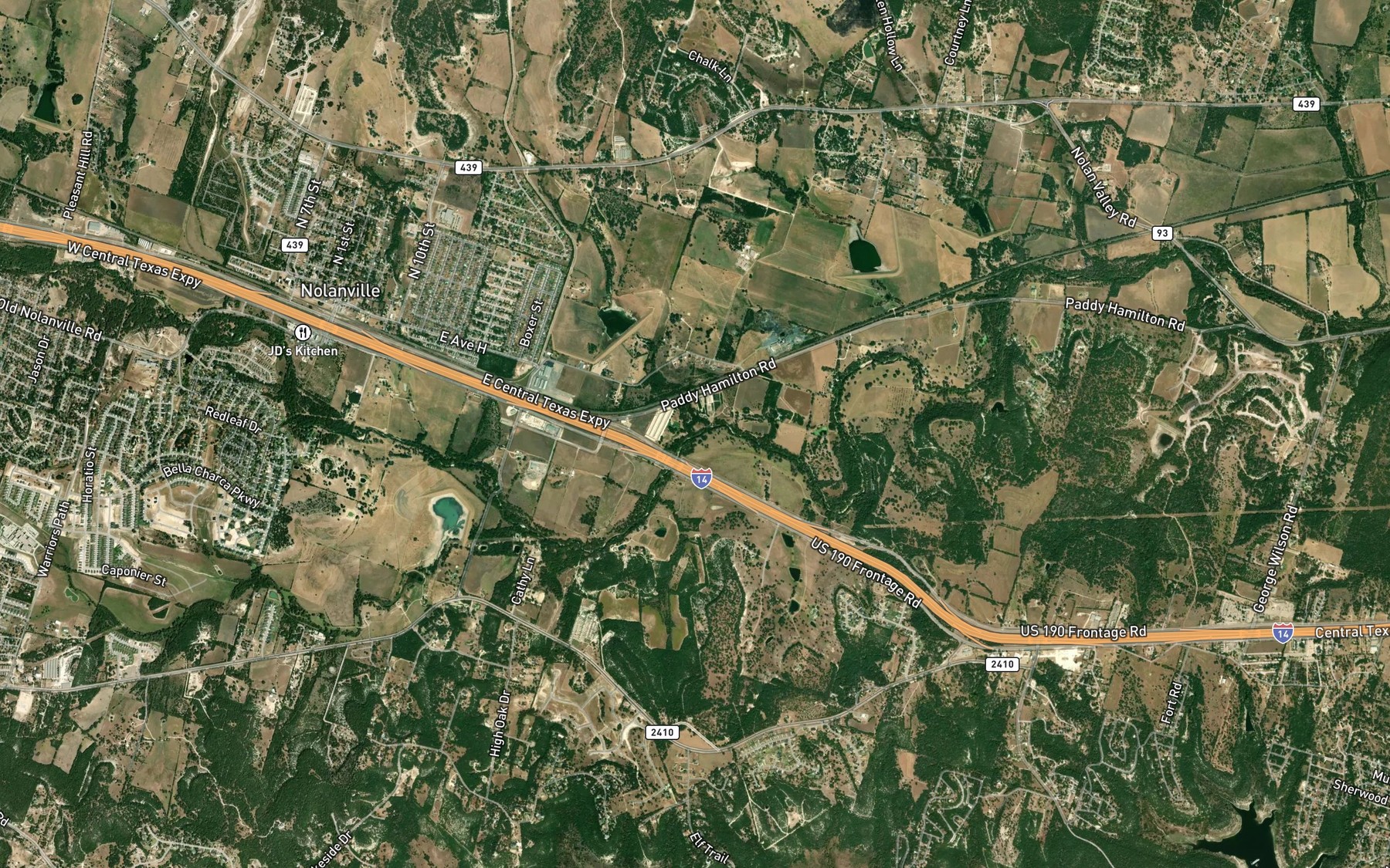 Satellite map of the Shaw Branch