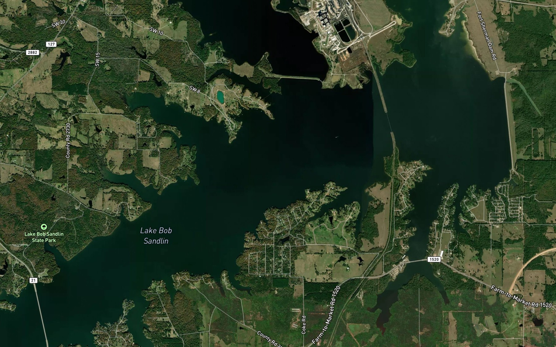 Satellite map of the Jakes Creek