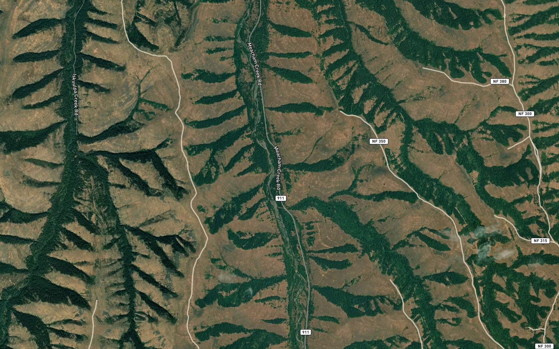 Satellite map of the Line Creek
