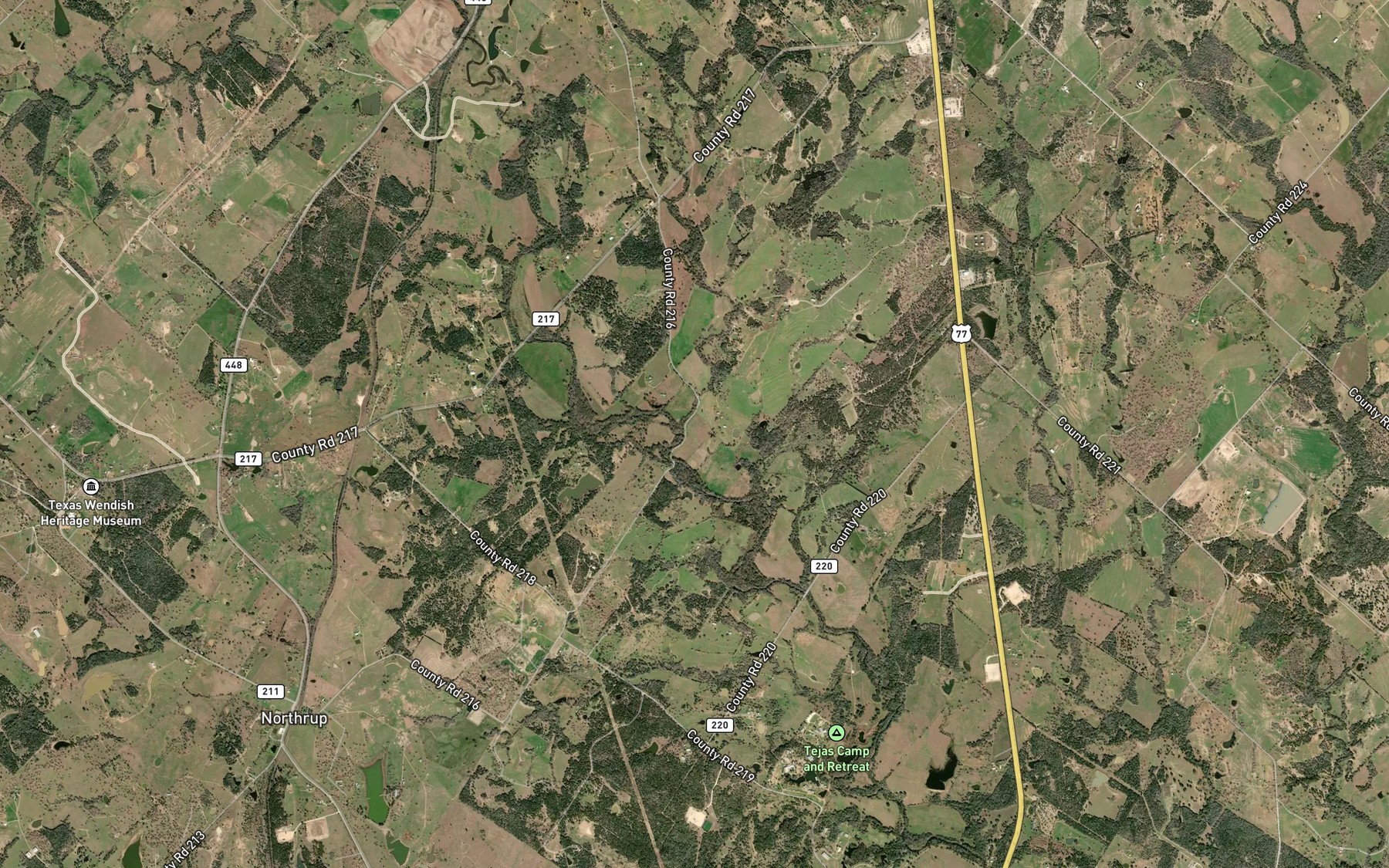 Satellite map of the Sandy Creek