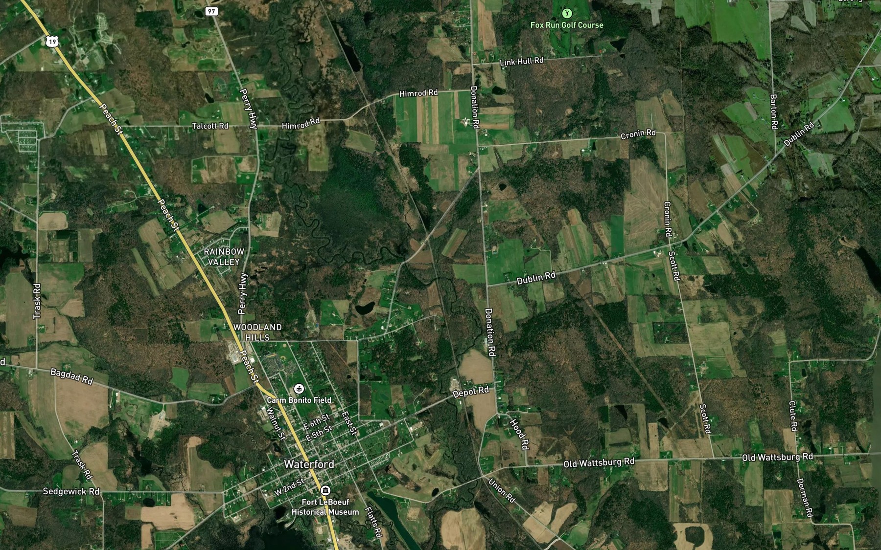 Satellite map of the Benson Run