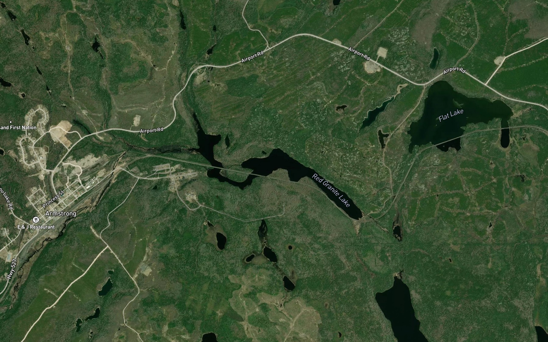 Satellite map of the Red Granite Lake