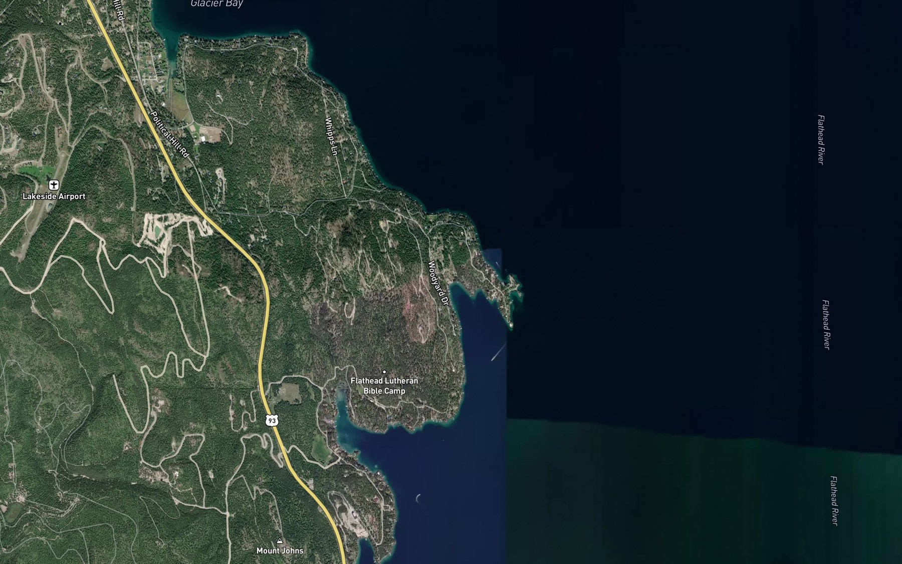 Satellite map of the Hockaday Bay