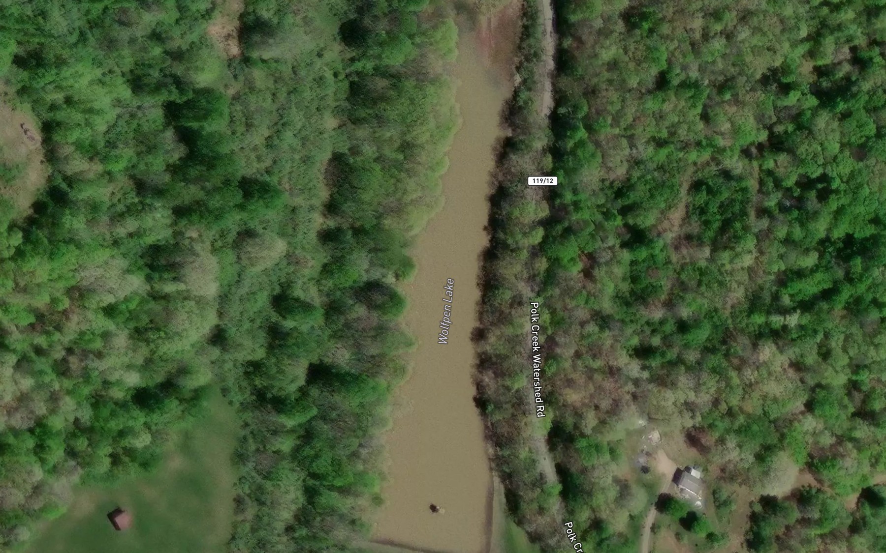 Satellite map of the Wolfpen Lake