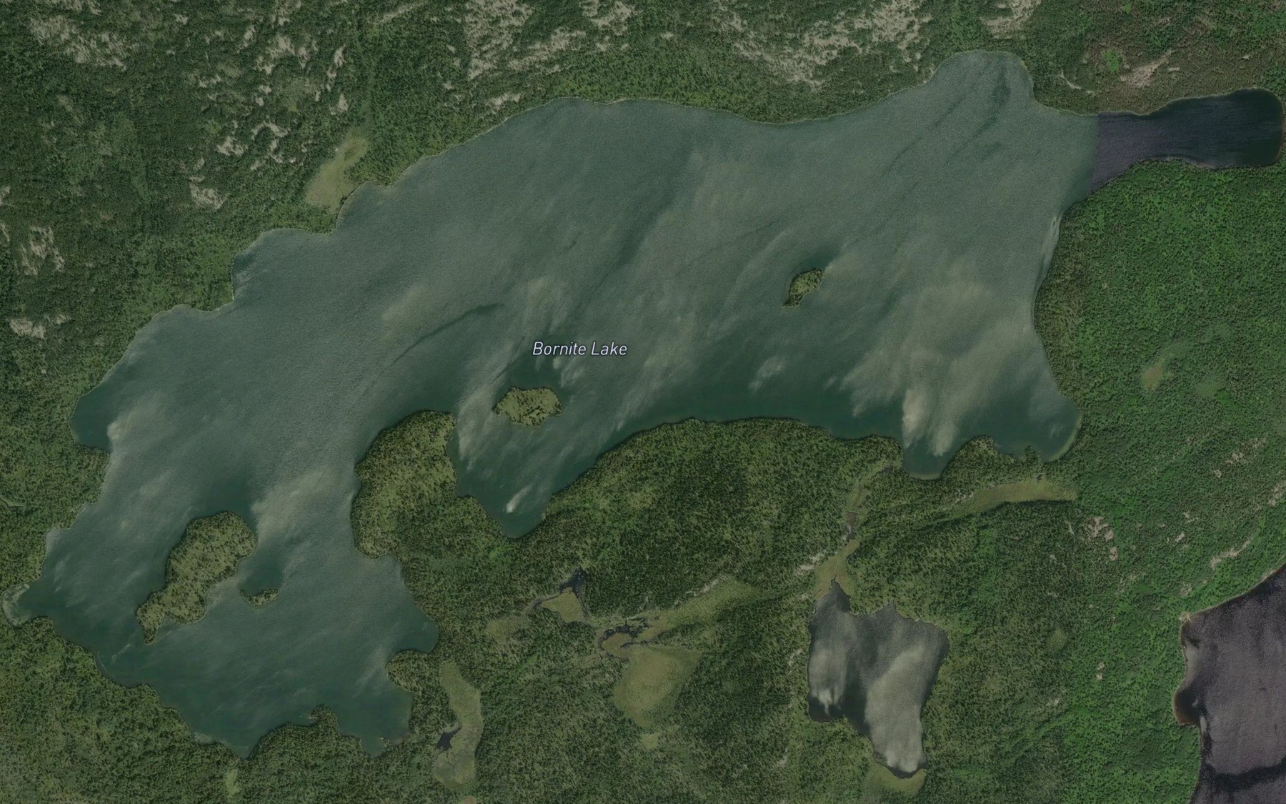 Satellite map of the Bornite Lake