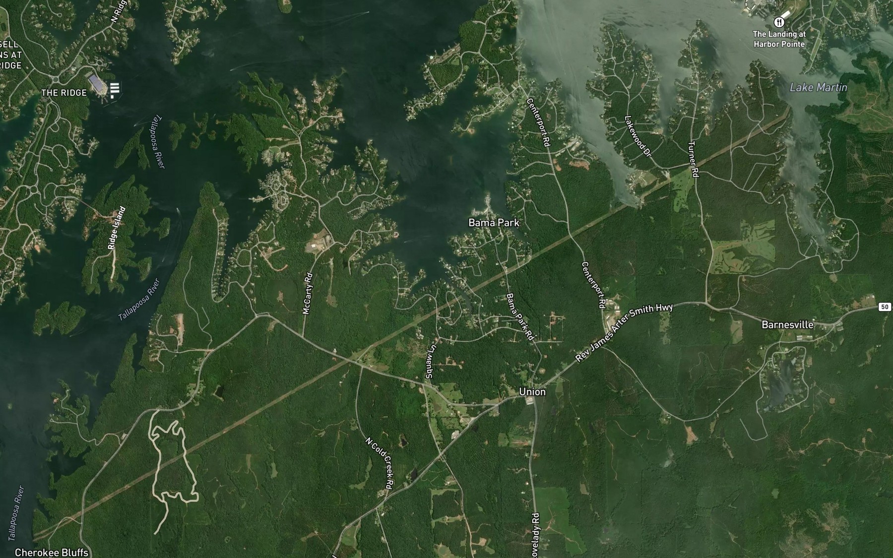 Satellite map of the Copper Creek