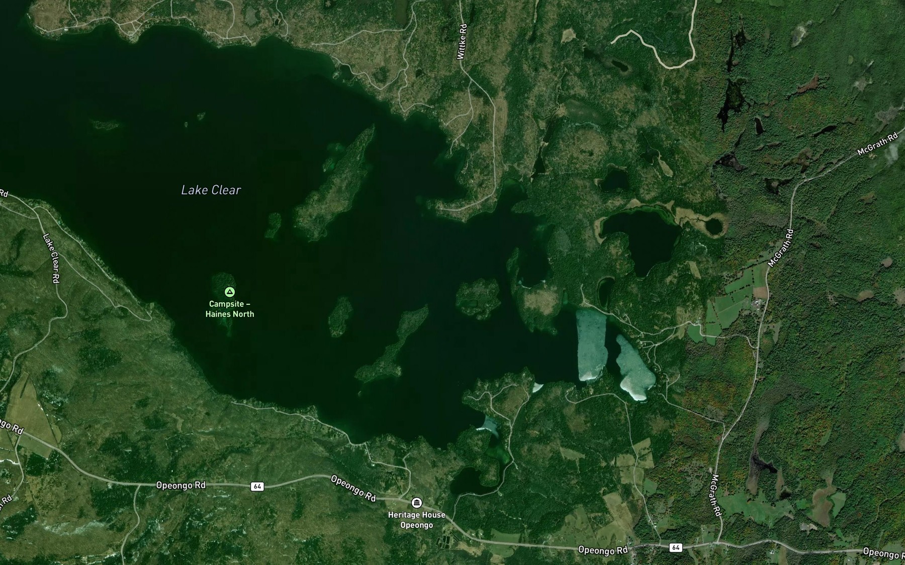 Satellite map of the Hardwood Bay