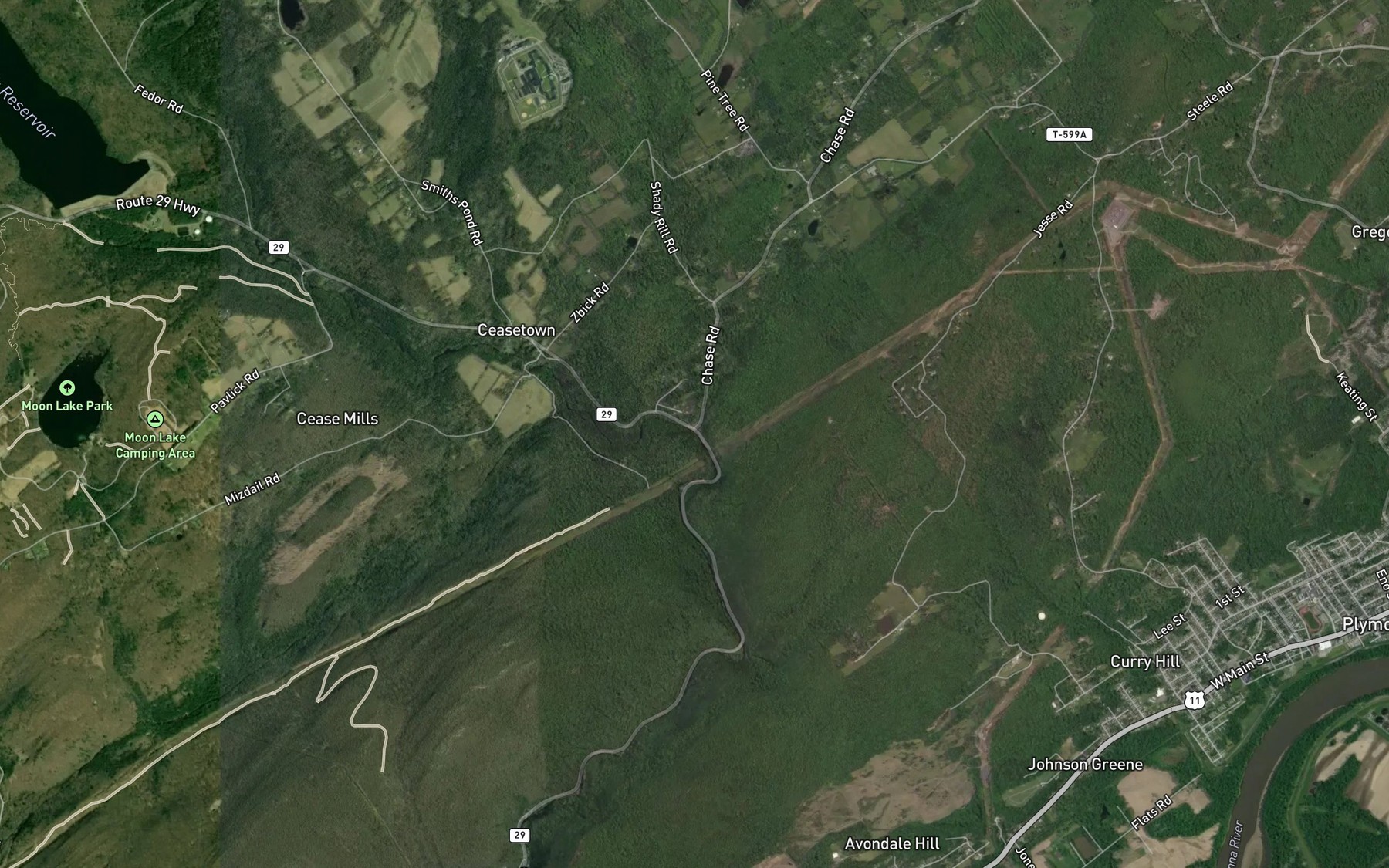 Satellite map of the East Fork Harveys Creek