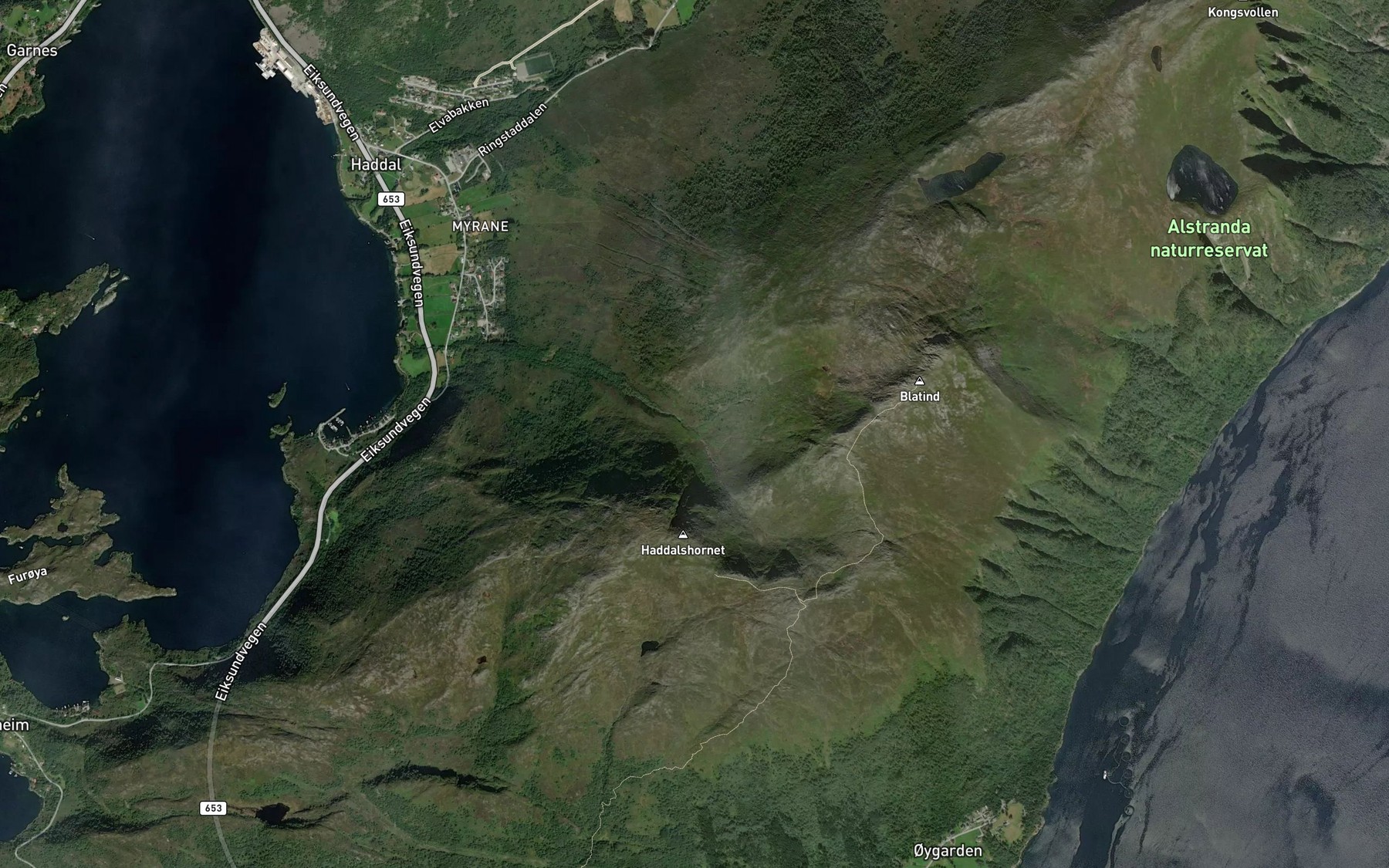 Satellite map of the Indre Haddalselva