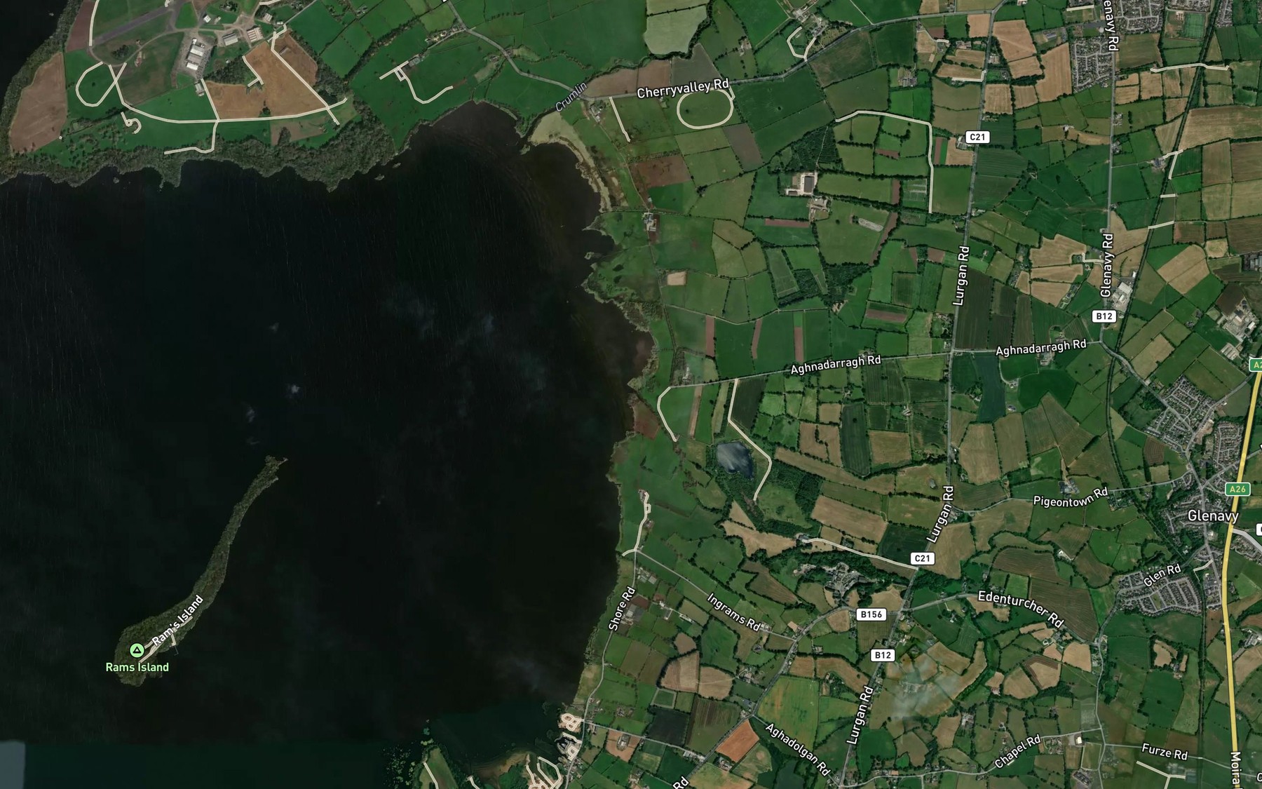 Satellite map of the Glenavy River