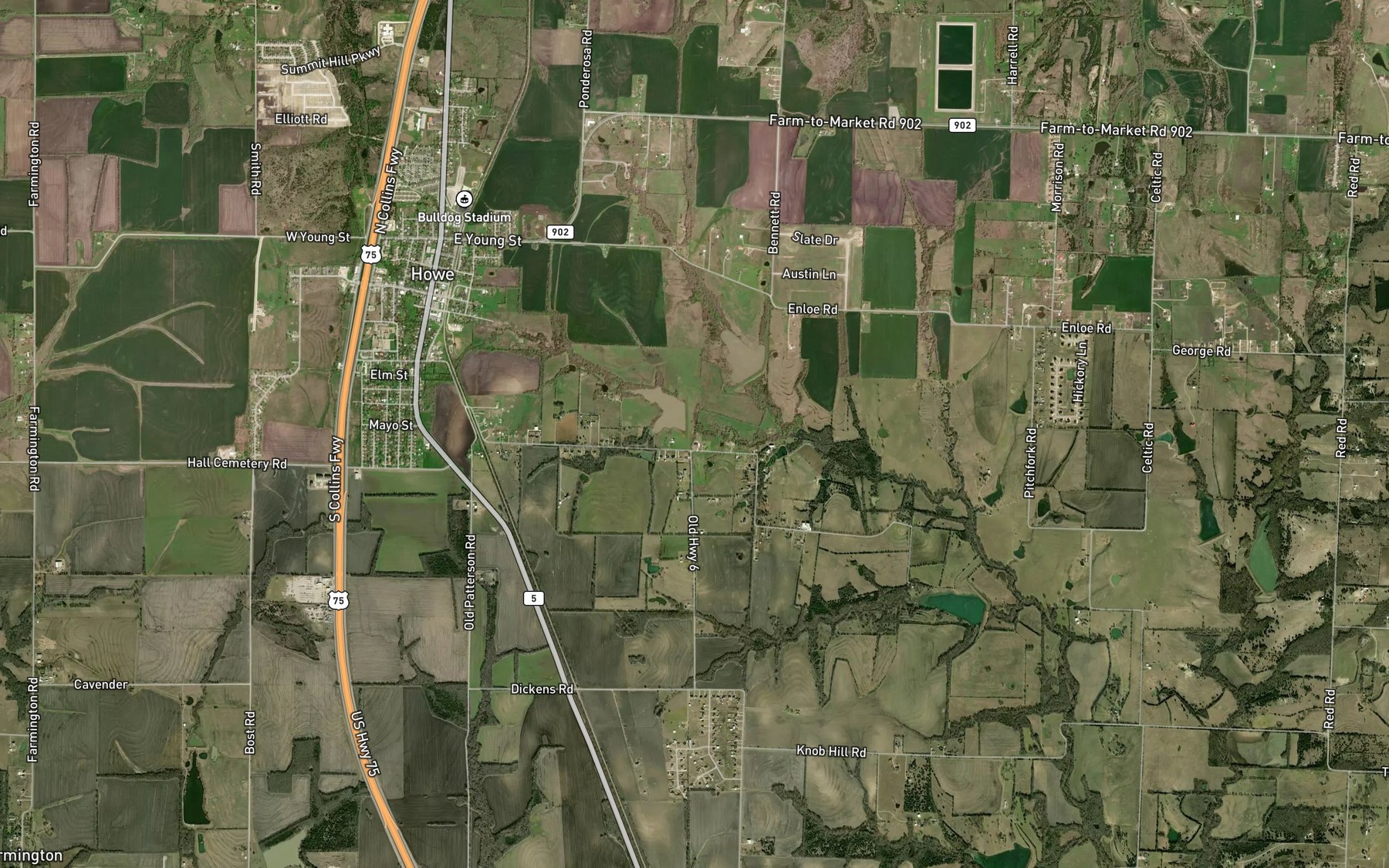 Satellite map of the Soil Conservation Service Site 19 Reservoir