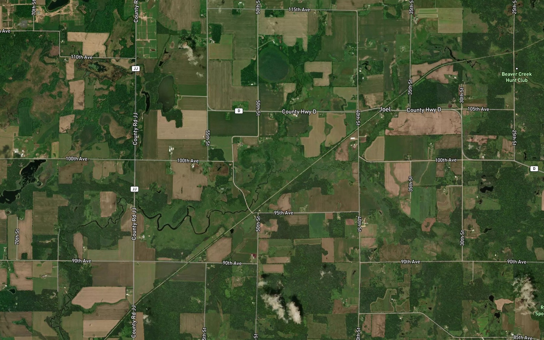 Satellite map of the South Branch Beaver Brook