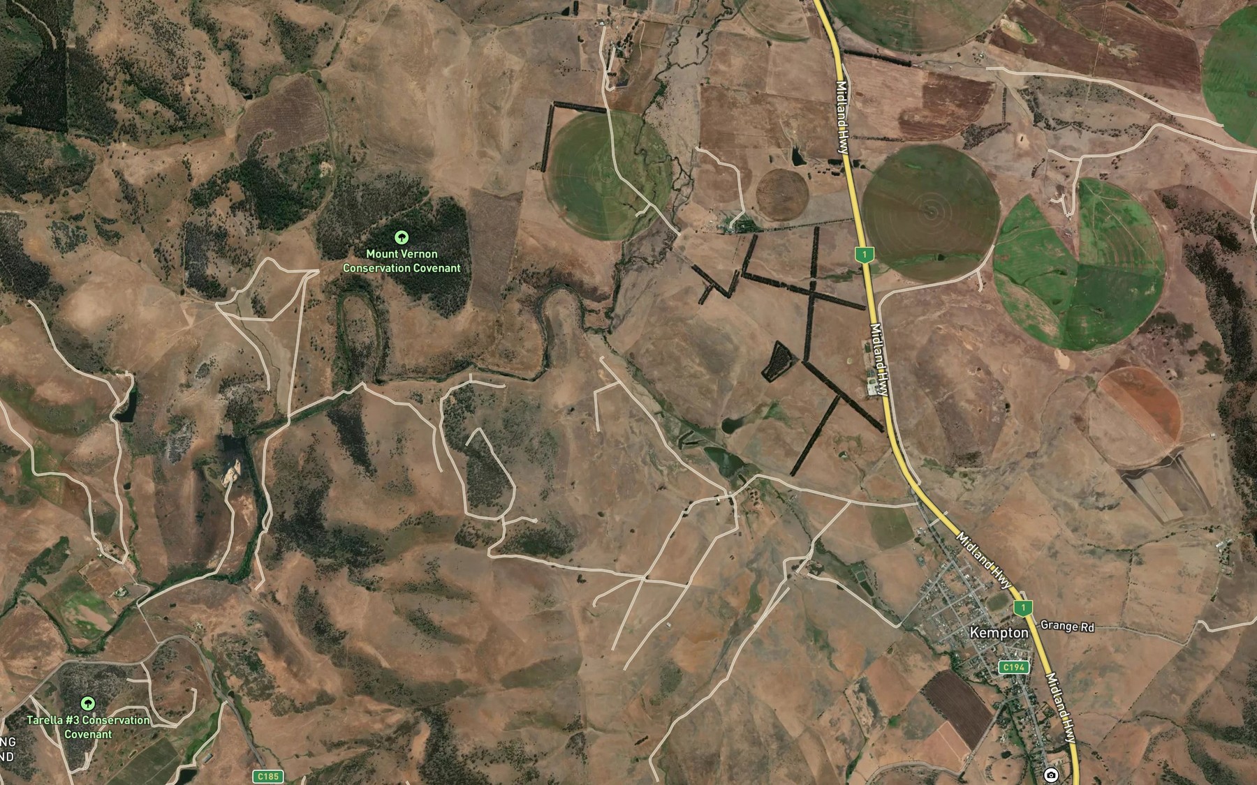 Satellite map of the Green Ponds Rivulet