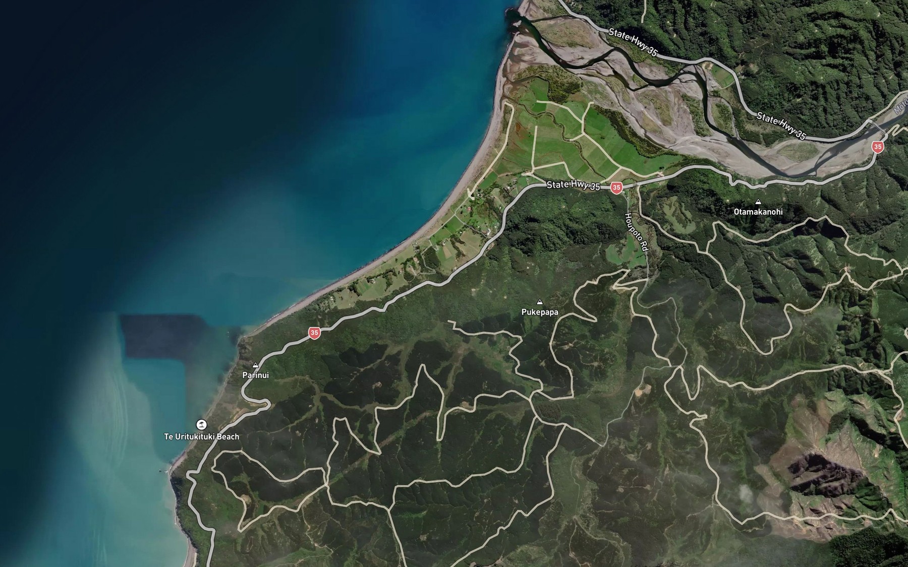Satellite map of the Houpoto Stream