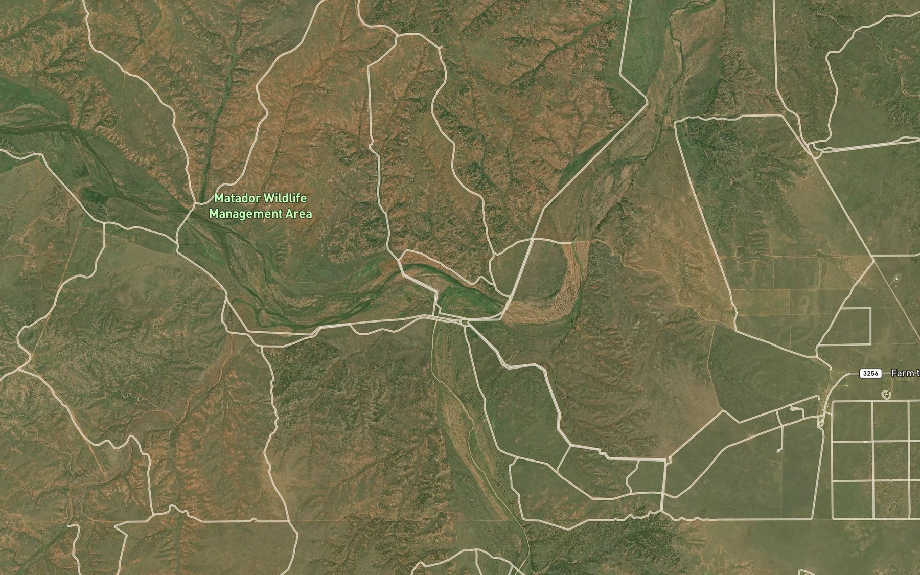 Satellite map of the Tongue River