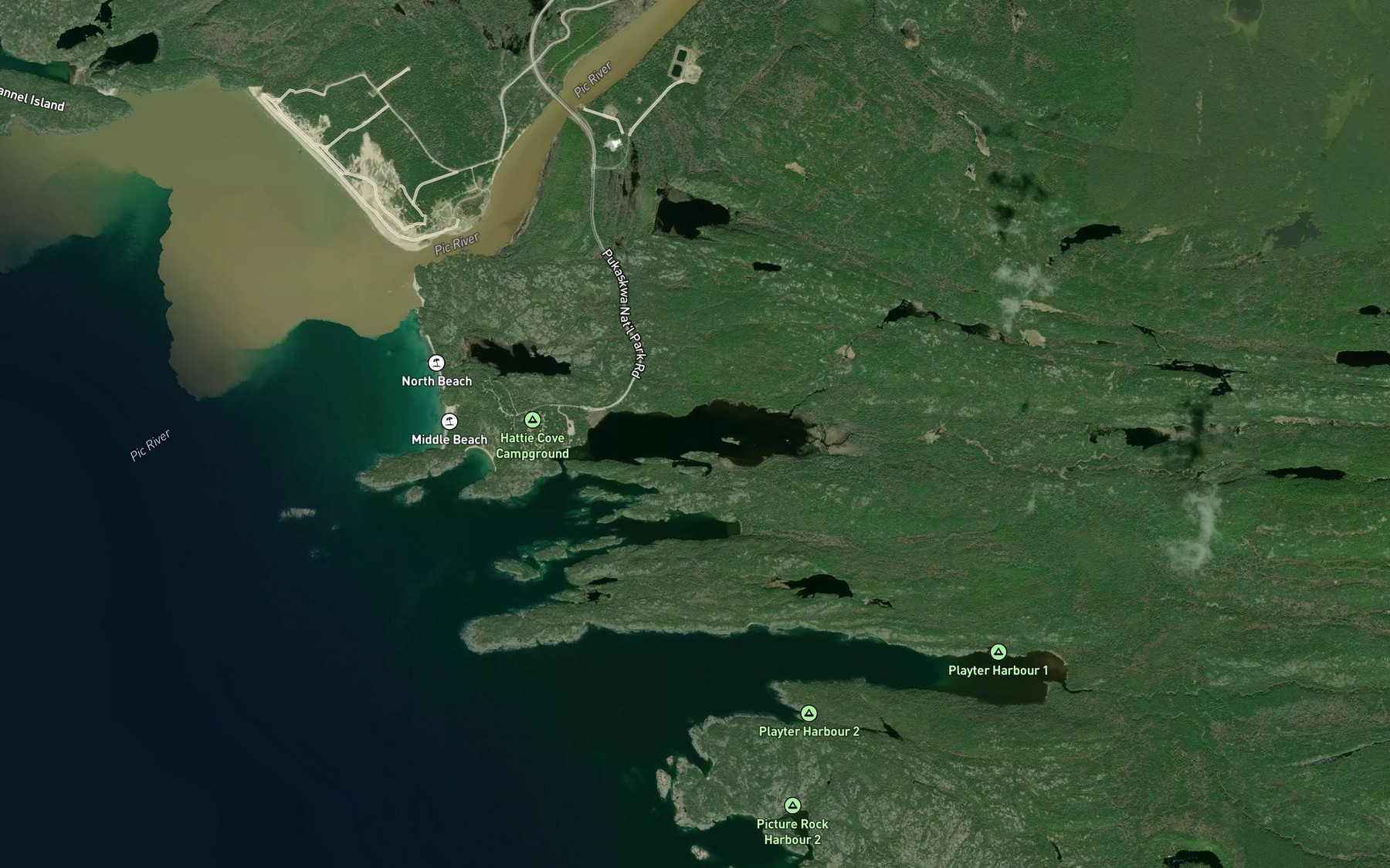 Satellite map of the Hattie Cove