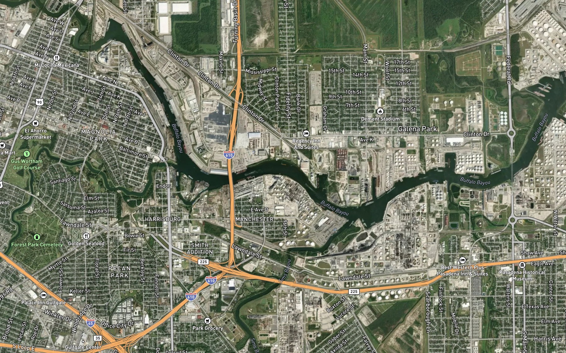 Satellite map of the Upper Clifton Bend