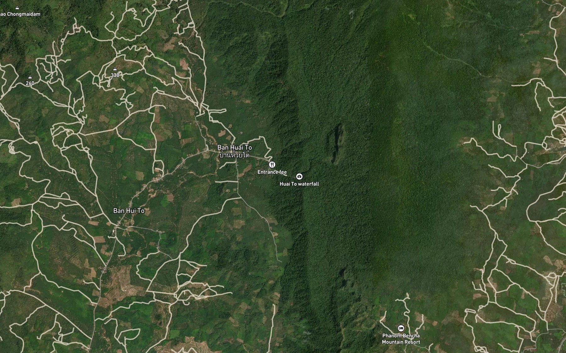 Satellite map of the Nam Tok Huai To
