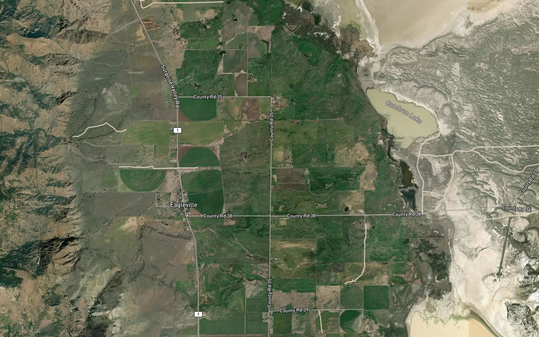 Satellite map of the Highrock Creek