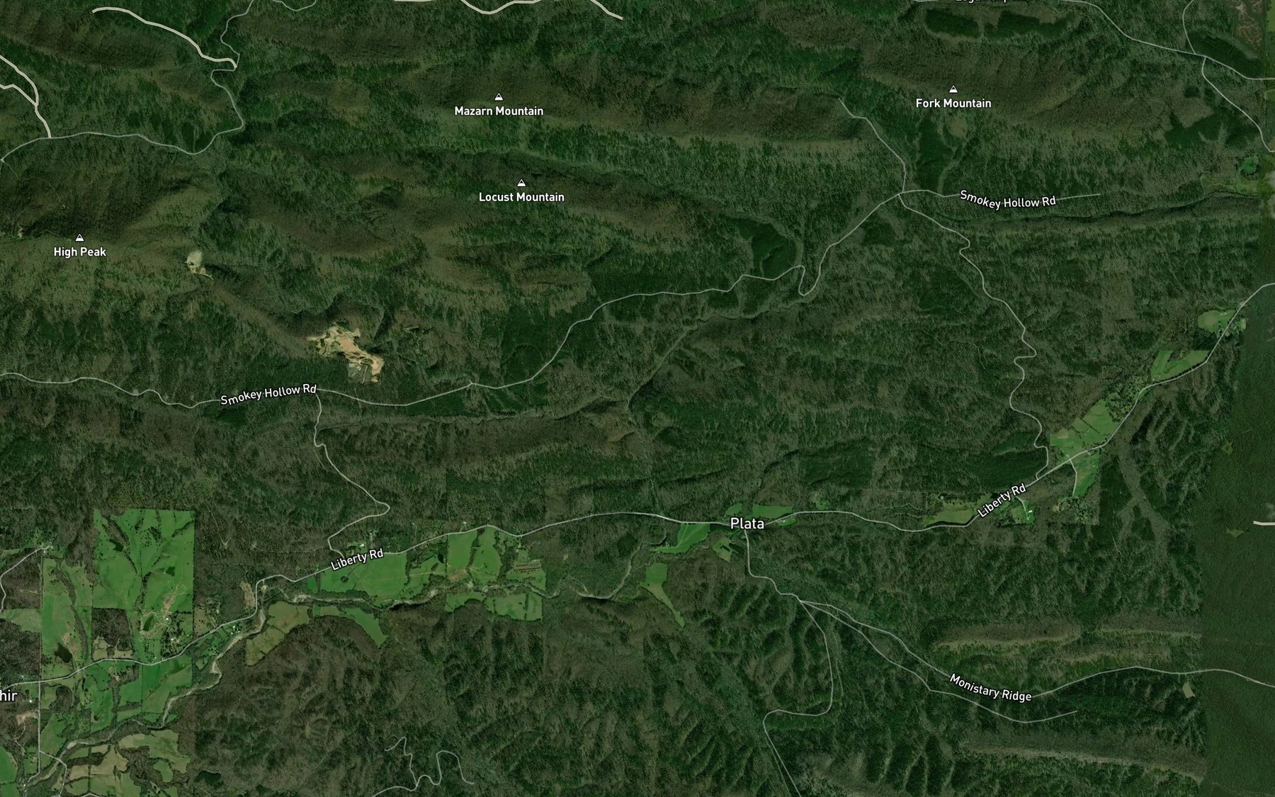 Satellite map of the Wilson Creek
