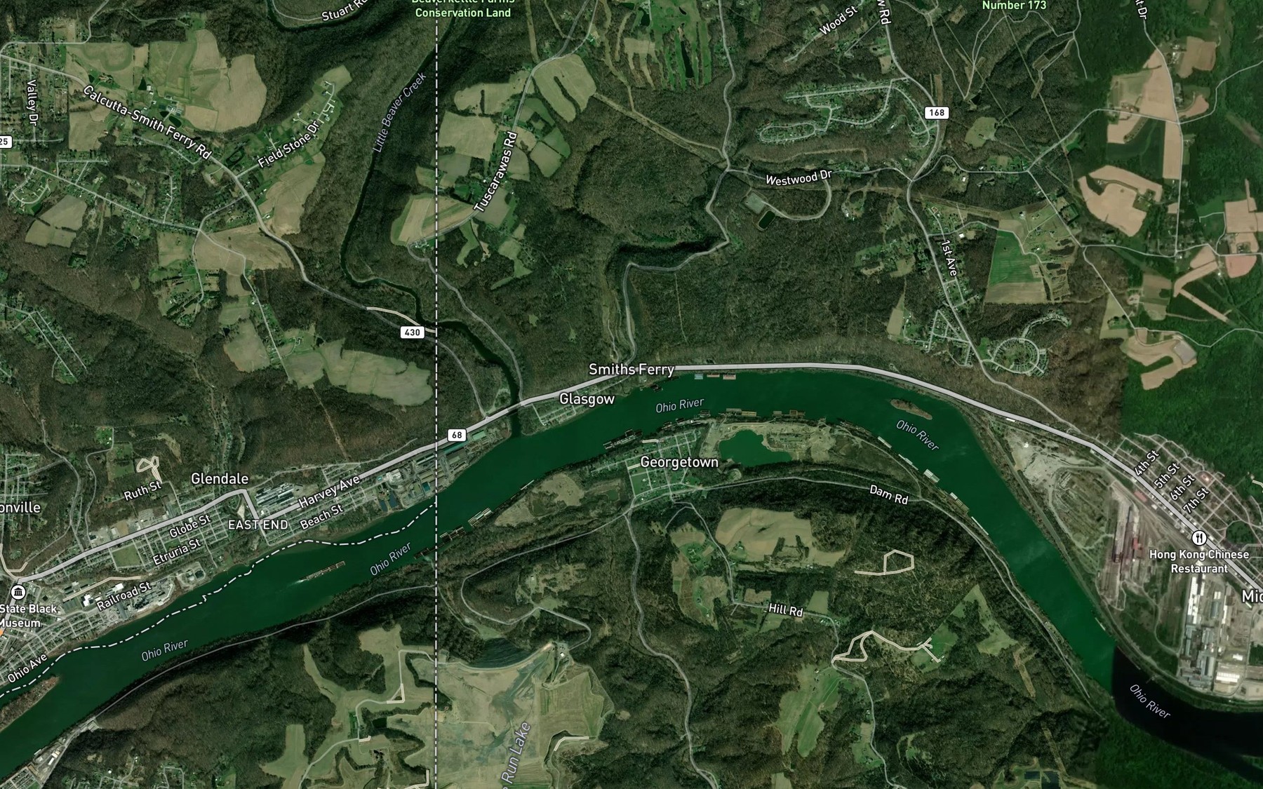 Satellite map of the Upper Dry Run