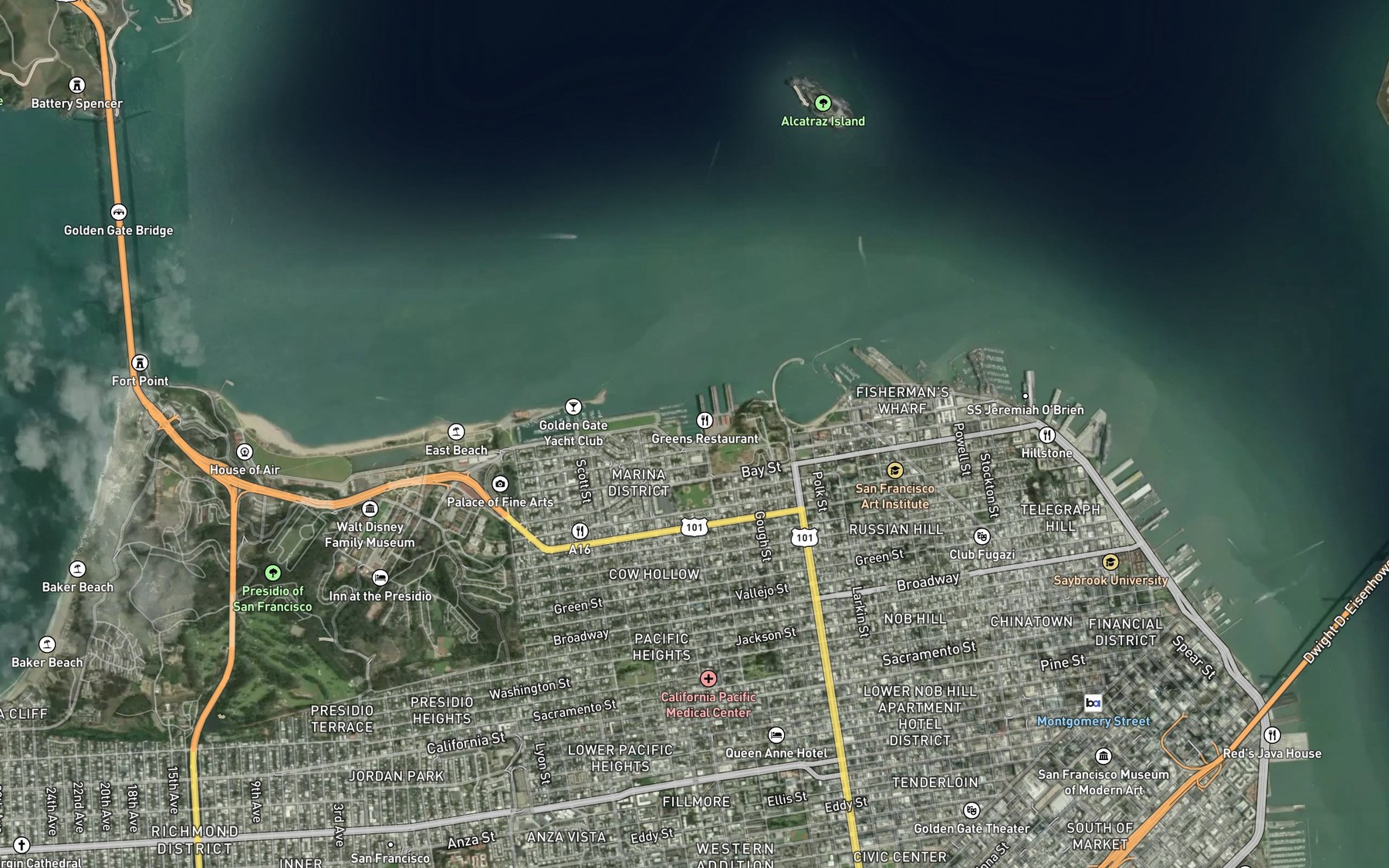 Satellite map of the Gashouse Cove
