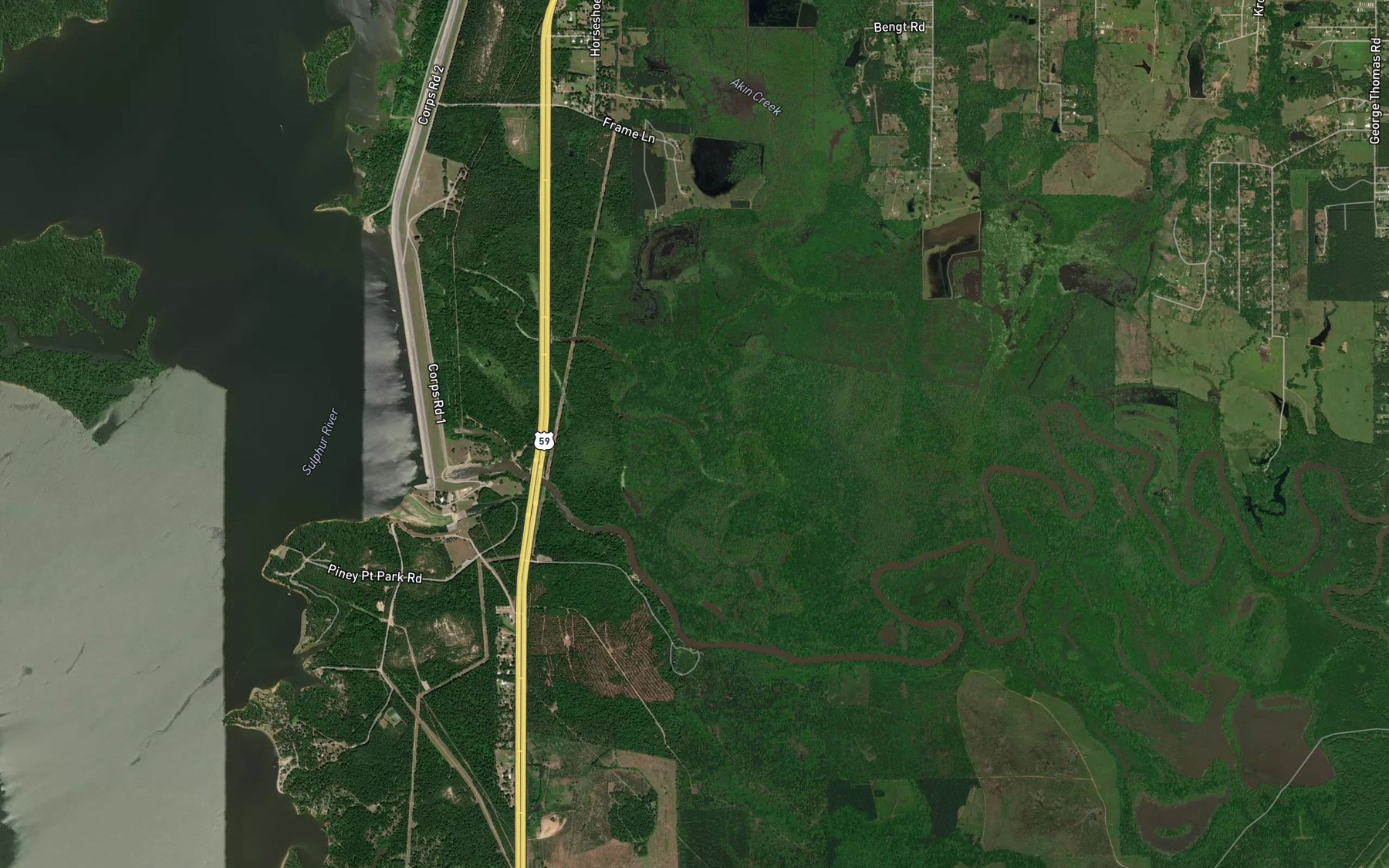 Satellite map of the Akin Creek