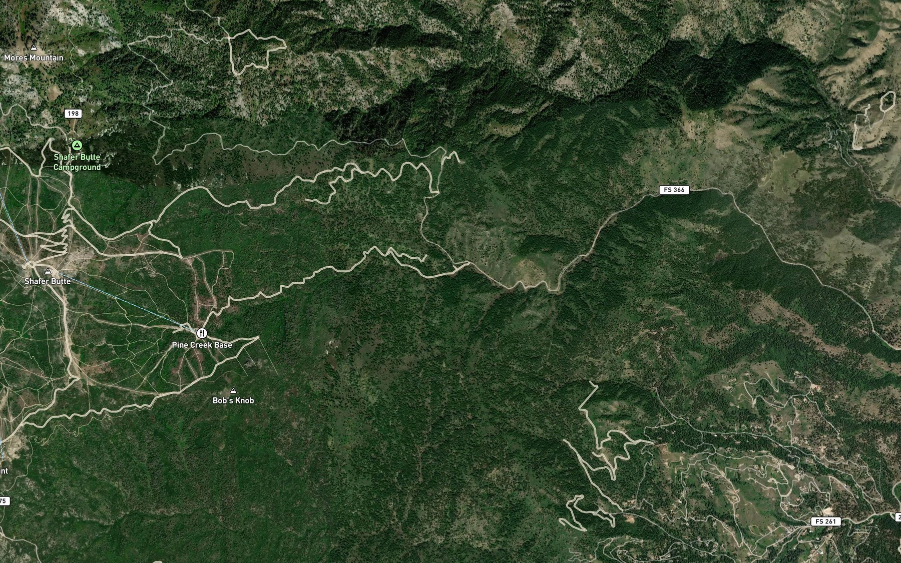 Satellite map of the South Fork Pine Creek