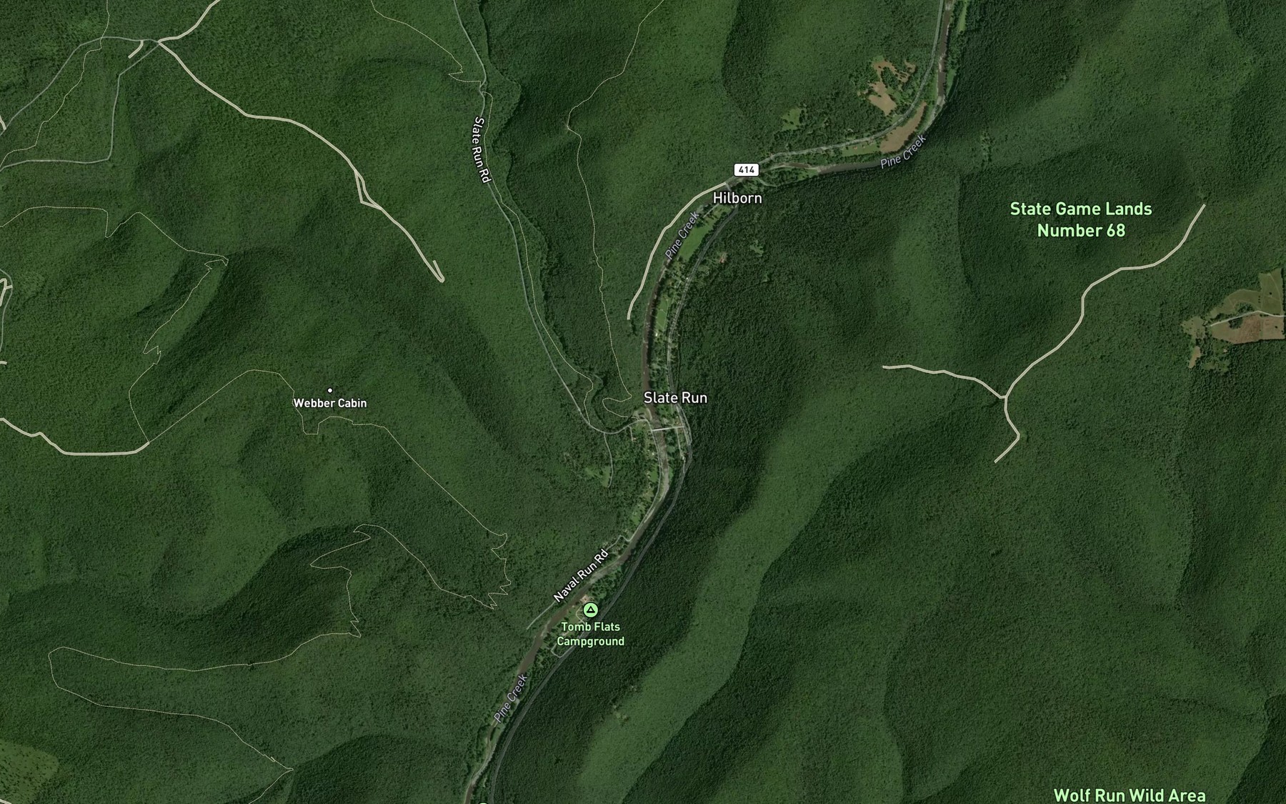 Satellite map of the Slate Run