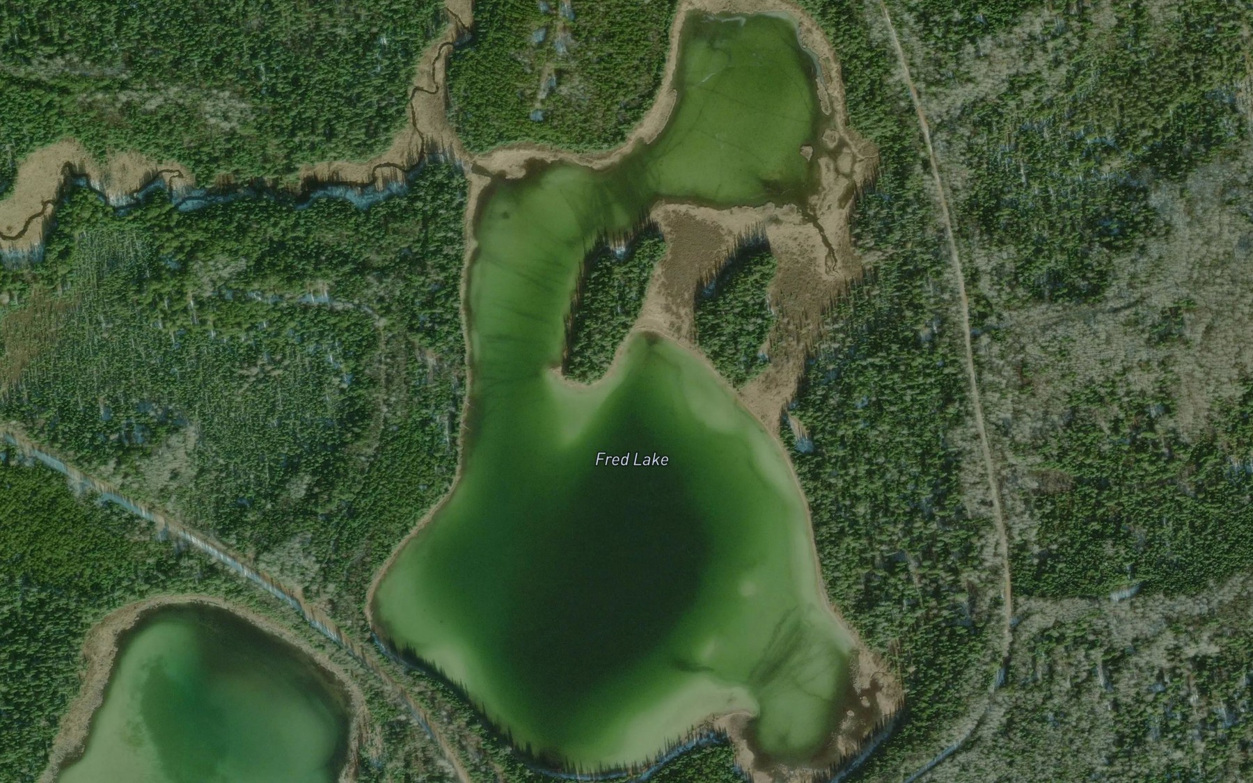 Satellite map of the Fred Lake