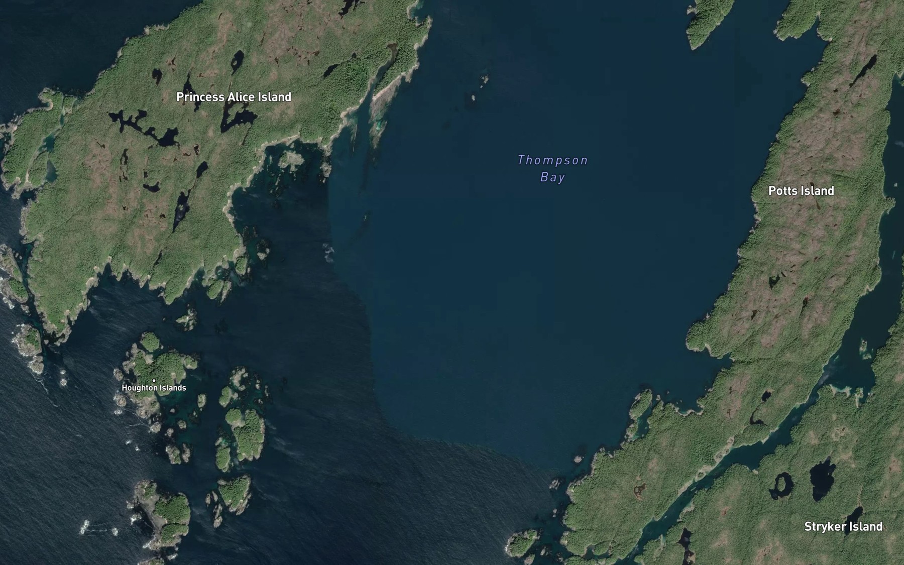 Satellite map of the Thompson Bay