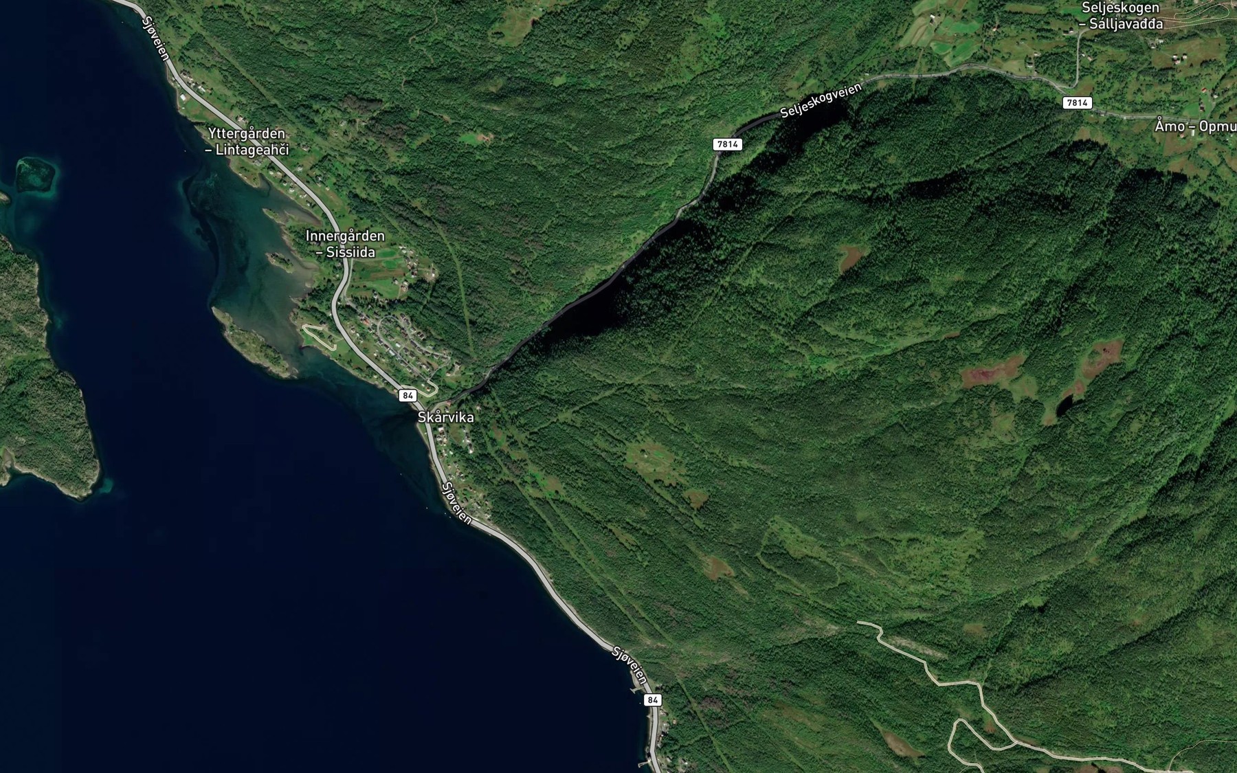 Satellite map of the Skovlielva