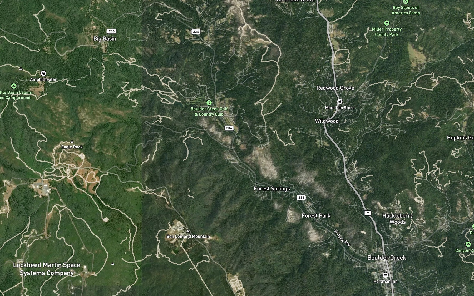 Satellite map of the Jamison Creek