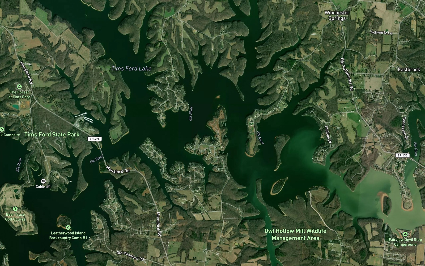 Satellite map of the Murray Lake
