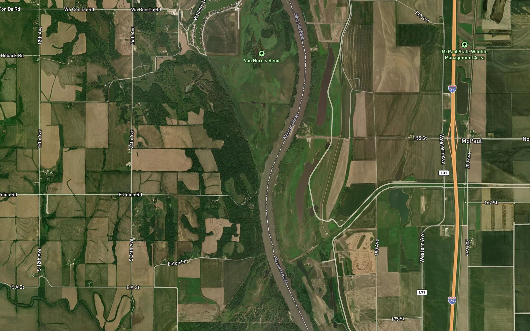 Satellite map of the Ervine Creek
