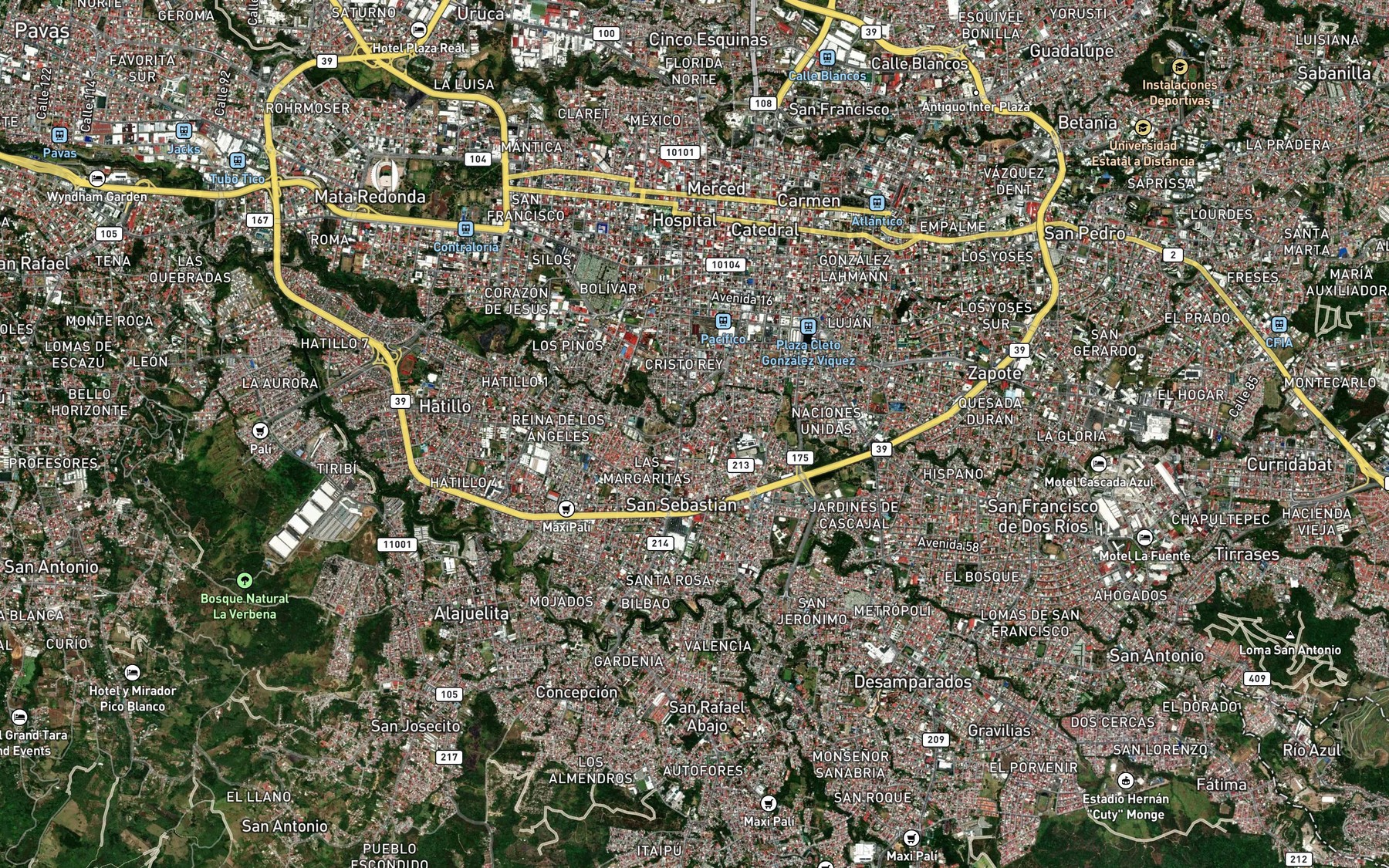 Satellite map of the Quebrada de los Pipianes