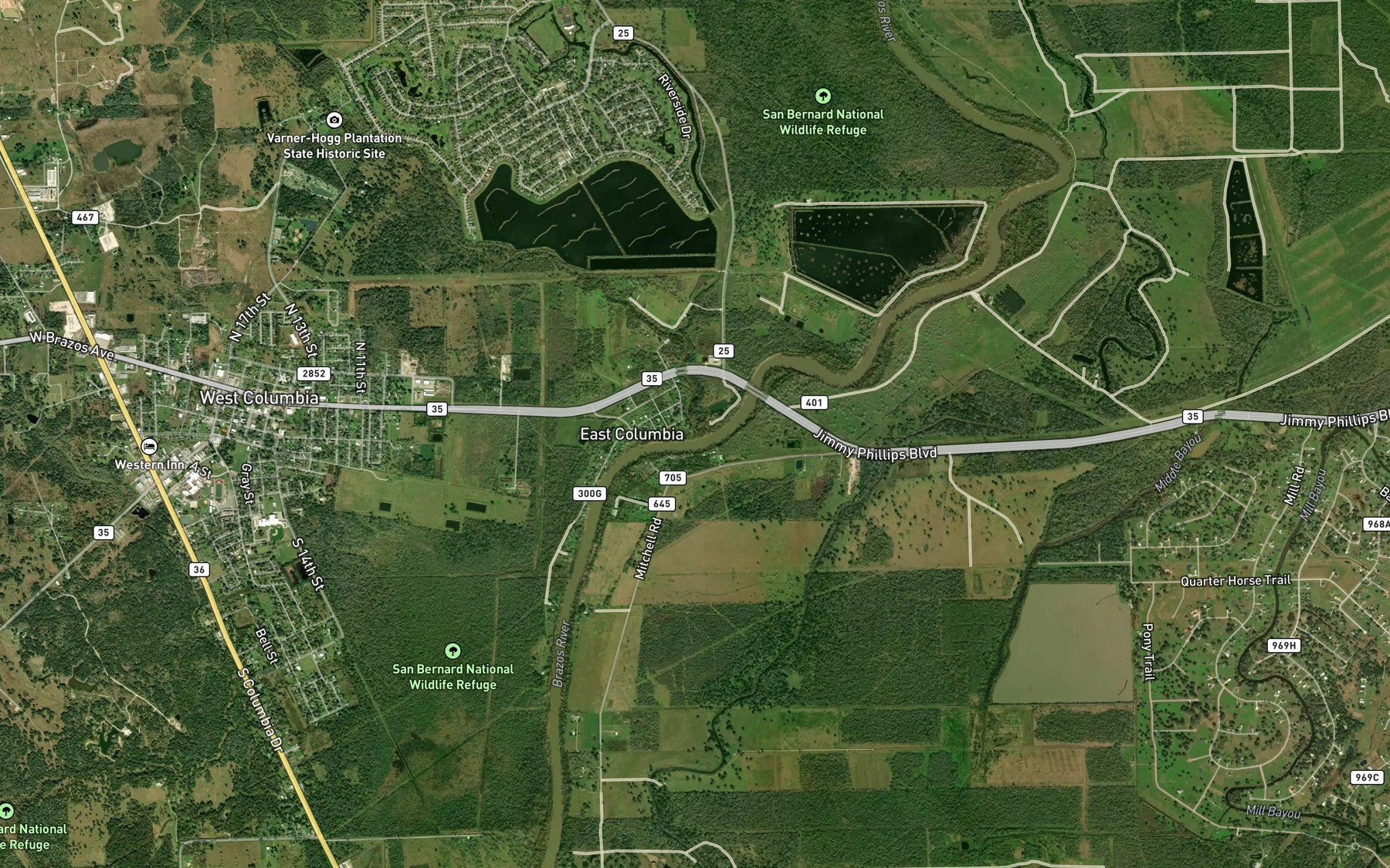 Satellite map of the Varner Creek