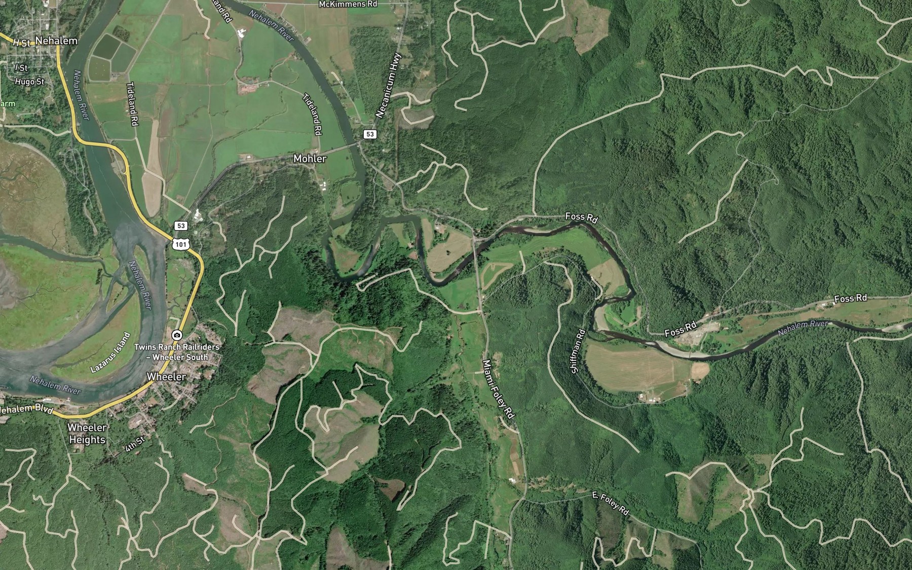 Satellite map of the Foley Creek