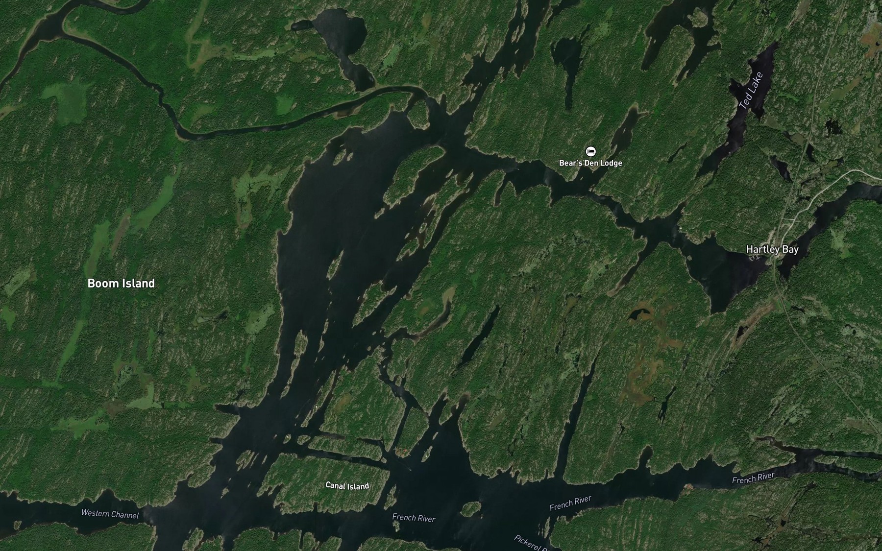 Satellite map of the Hartley Bay