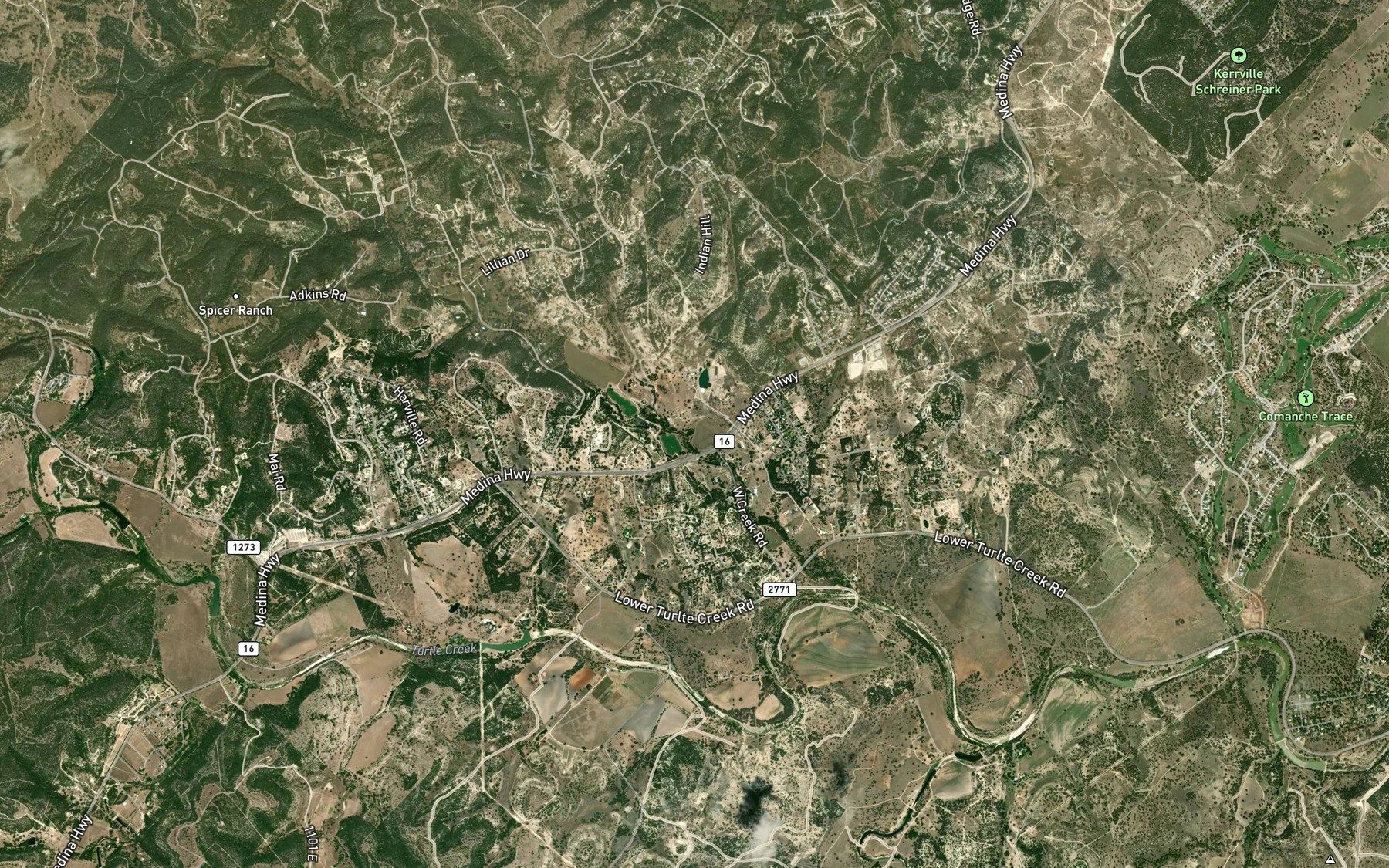 Satellite map of the Peterson Creek