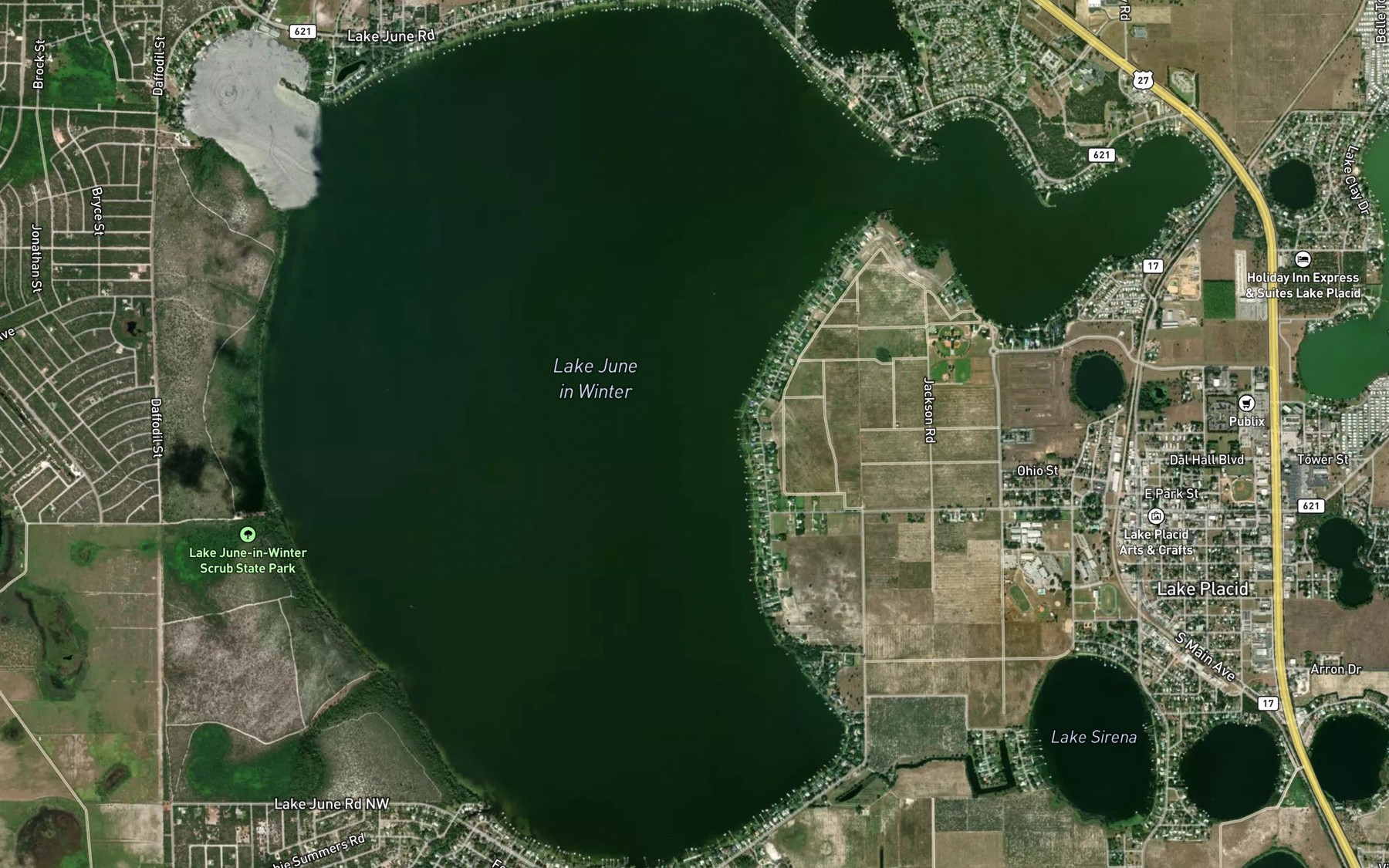Satellite map of the Lake June in Winter