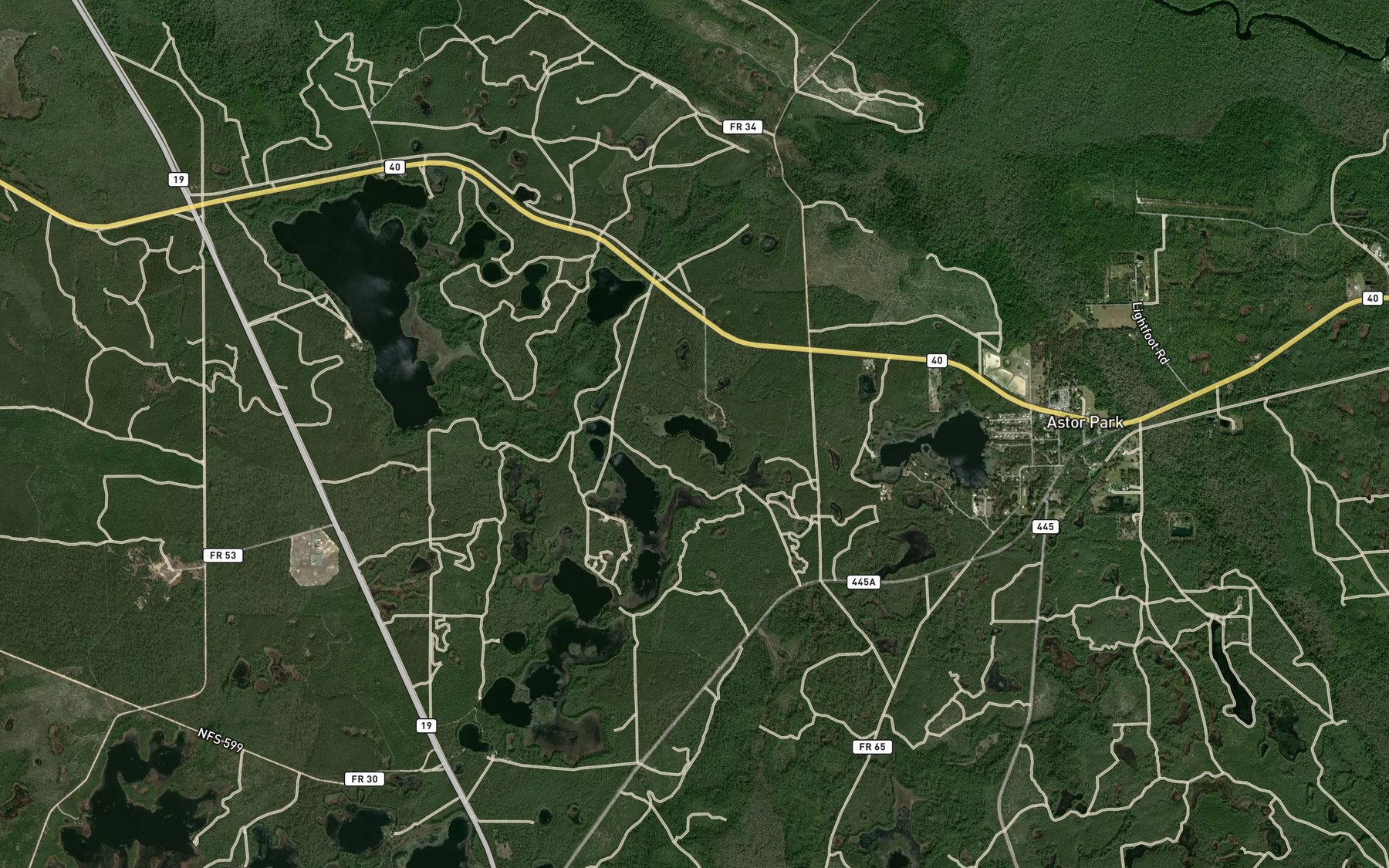 Satellite map of the Crooked Lake